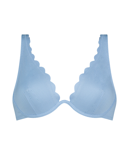 Unwattiertes Bügel-Bikini-Top Scallop, Blau