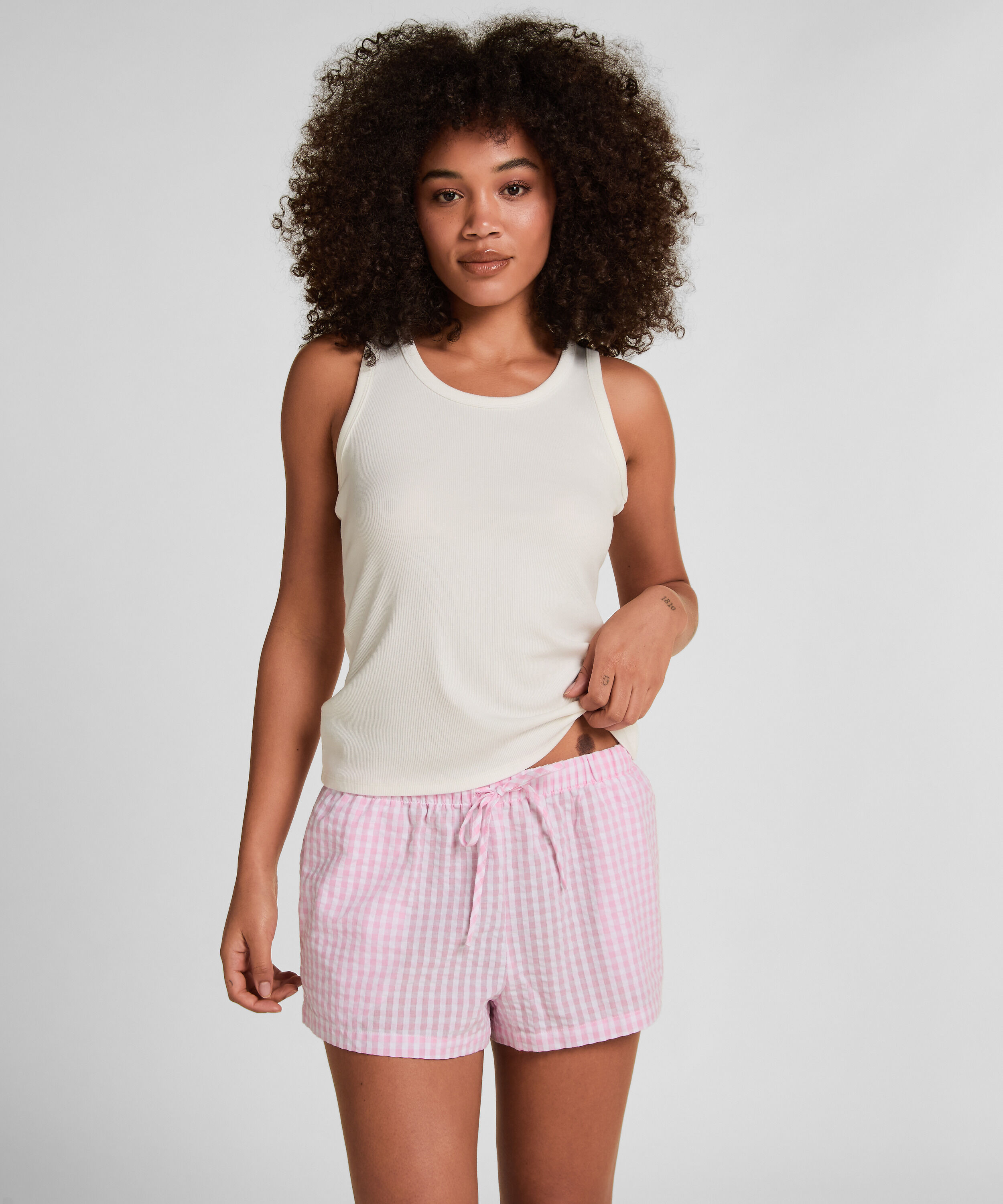 Shorts Seersucker, Rosa Shorts Seersucker, Rosa