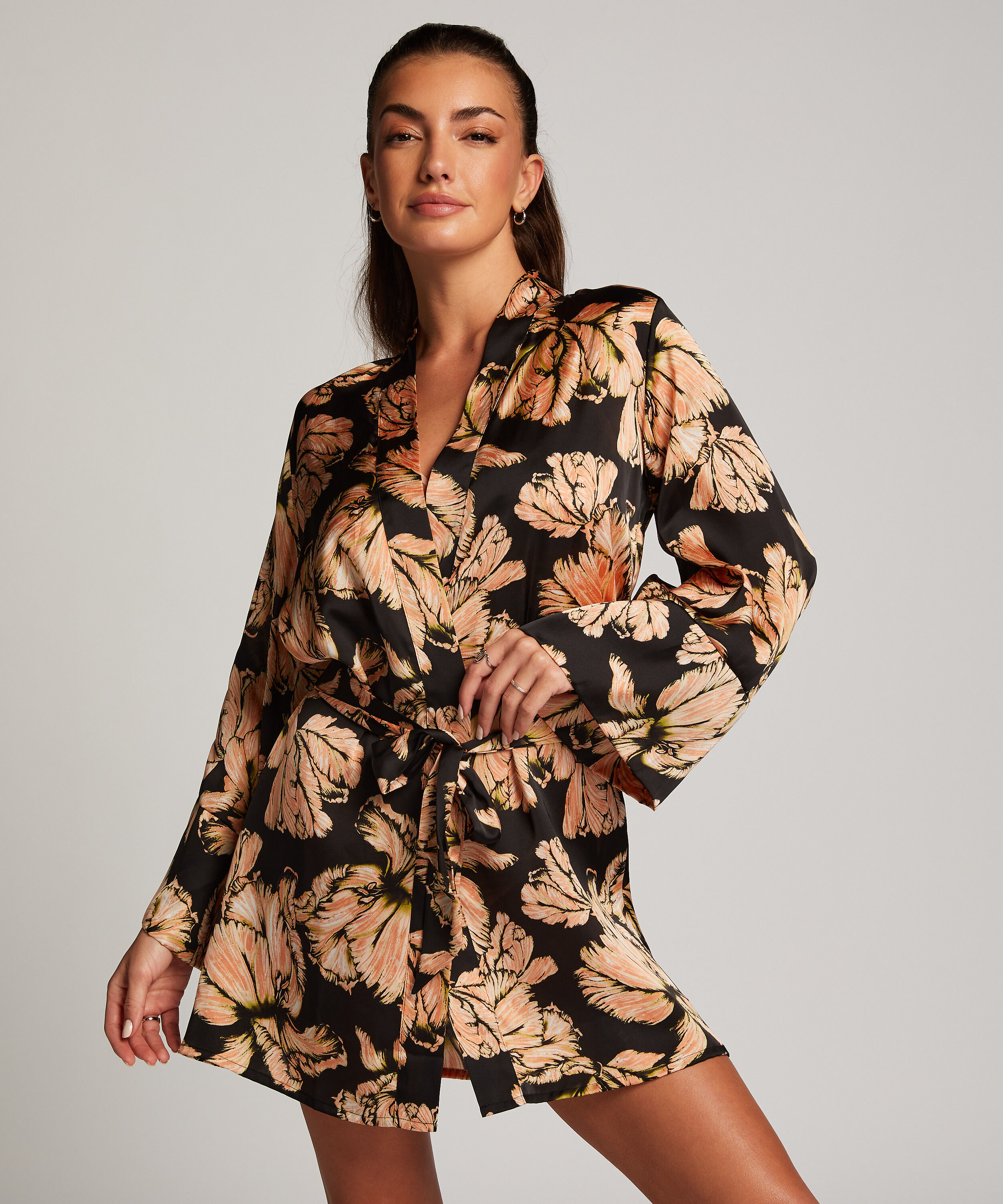 Kimono Satin, Schwarz Kimono Satin, Schwarz