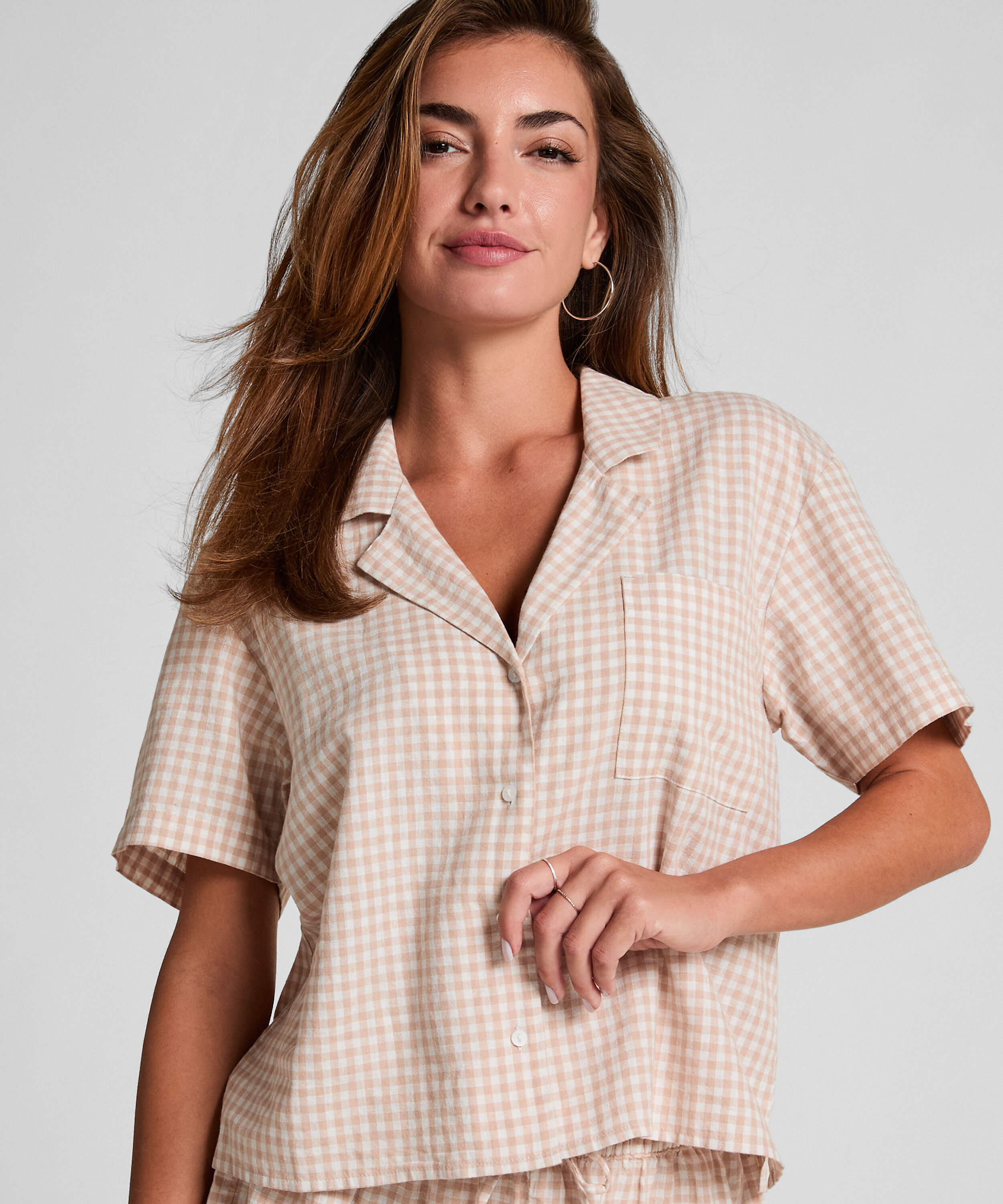 Karierte Jacke aus Leinen