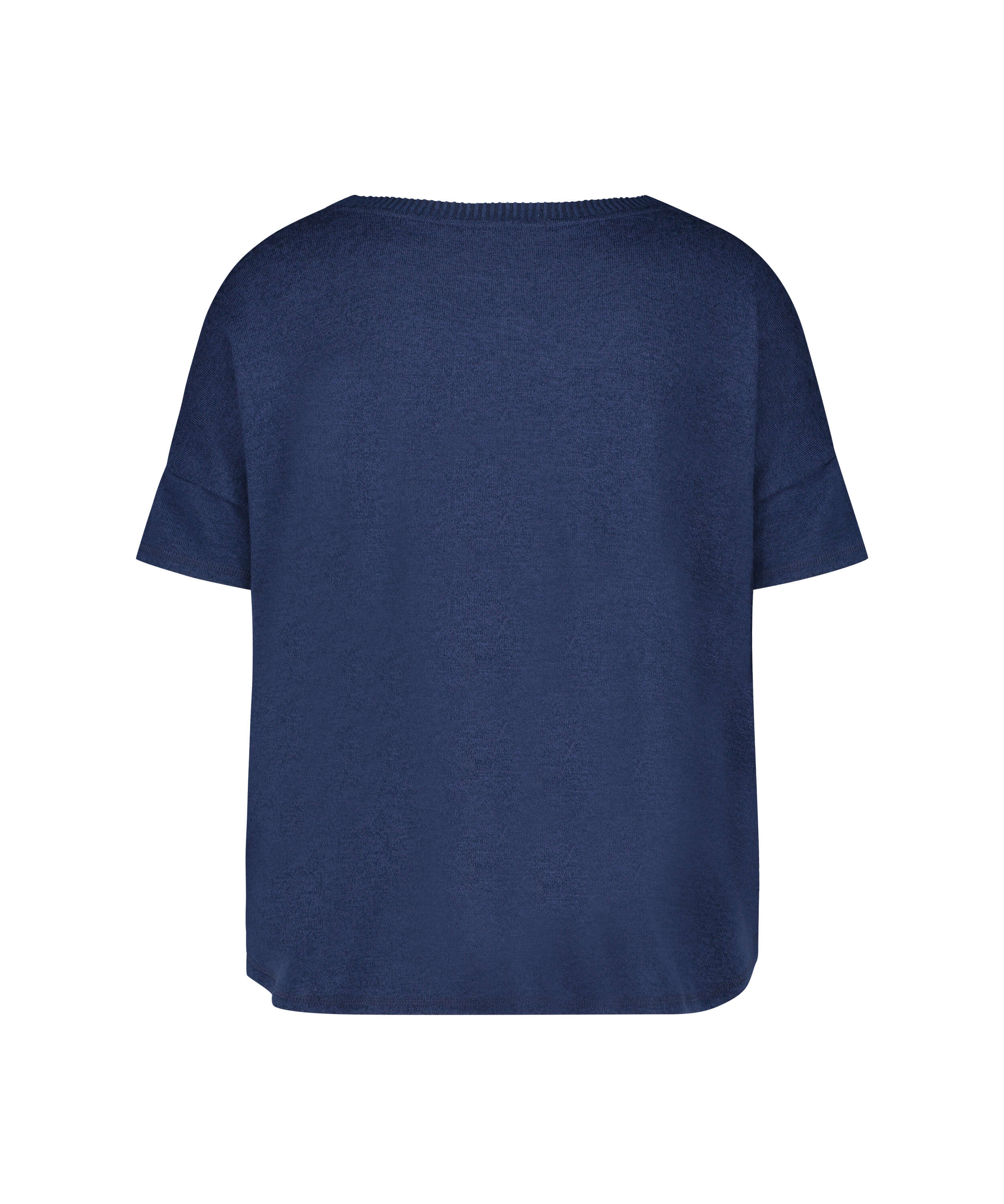Pyjamatop kurz&auml;rmlig Brushed Jersey, Blau, main