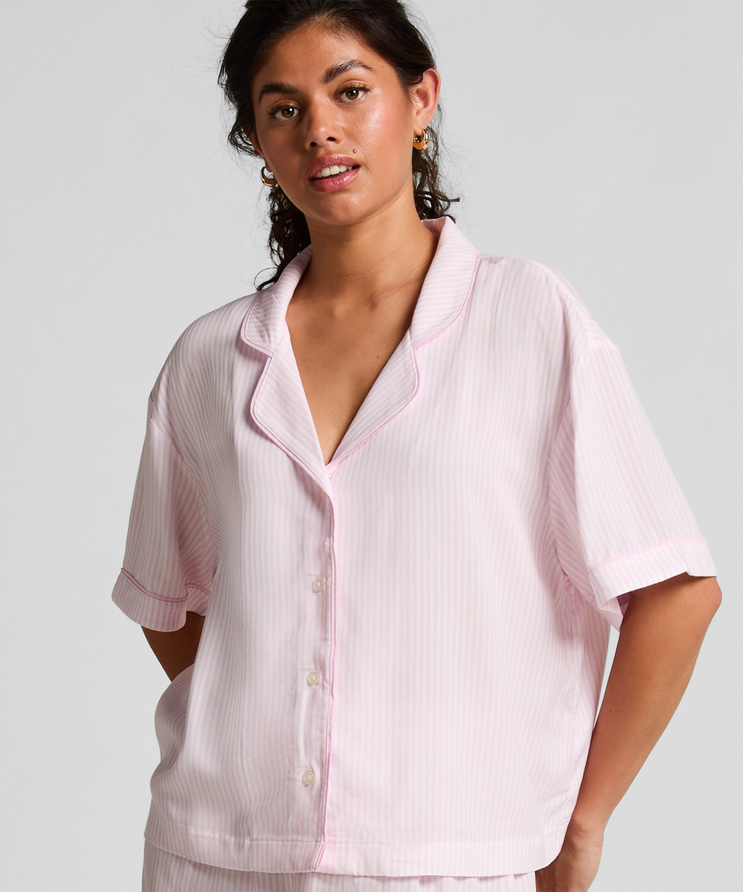 Kurzärmelige Pyjama-Jacke, Rosa
