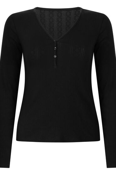 Thumbnail - Hunkemöller Pyjamatop Henley Schwarz