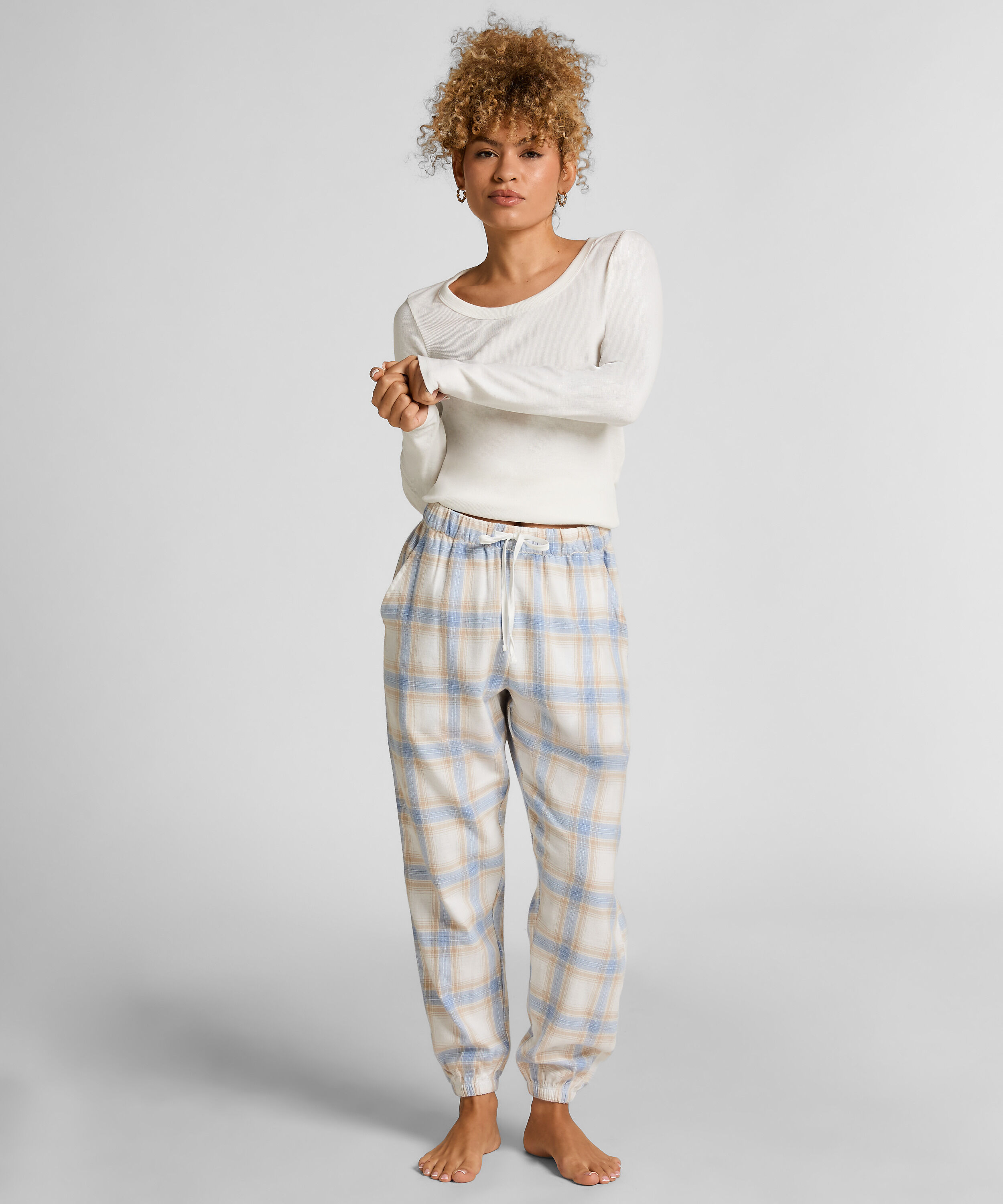 Pyjamahose aus Flanell, Blau Pyjamahose aus Flanell, Blau