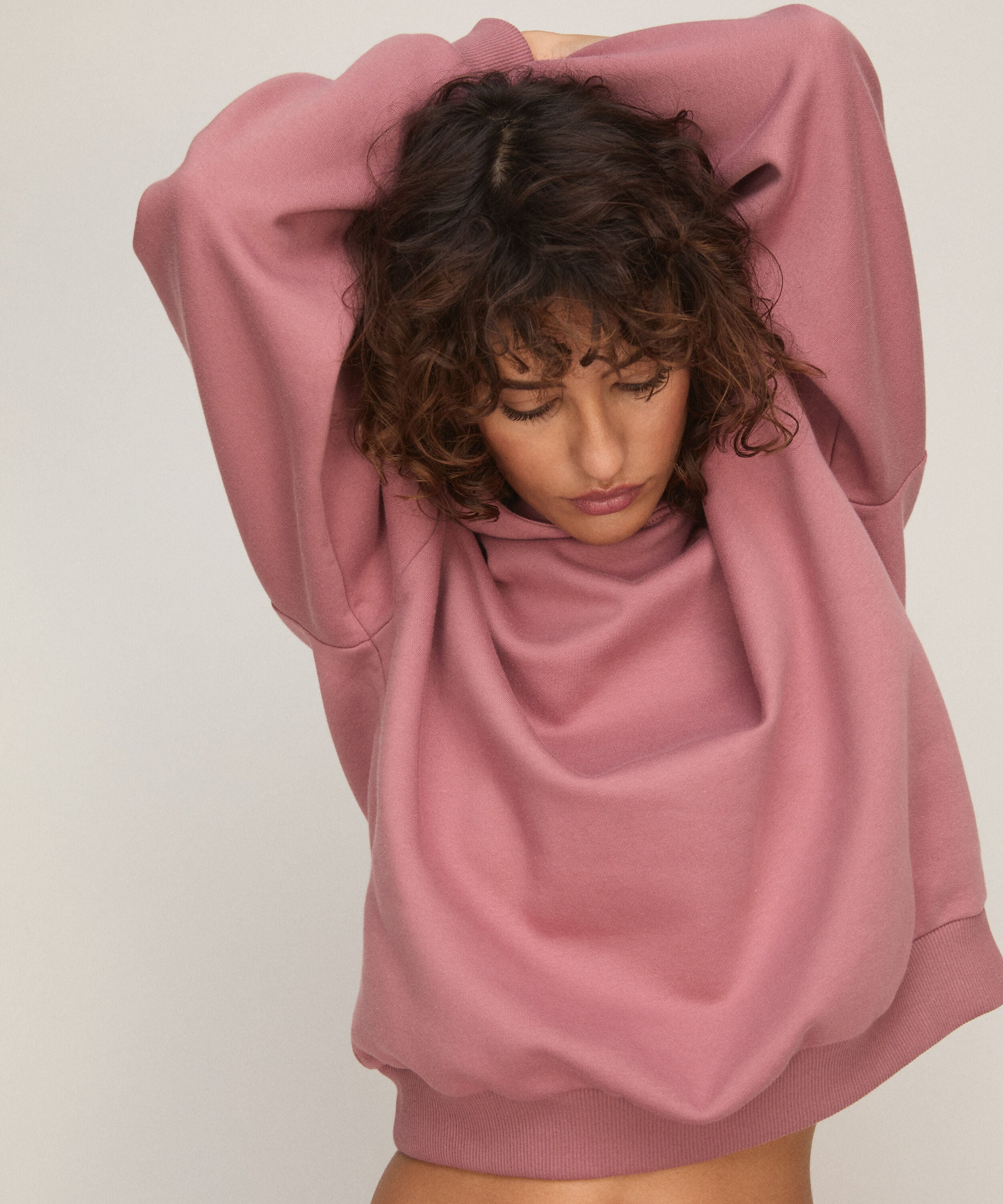 Hoodie aus angerautem Sweatstoff, Rosa Hoodie aus angerautem Sweatstoff, Rosa