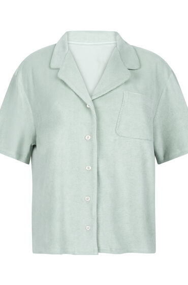 Thumbnail - Hunkemöller Button-up-Hemd mit Handtuch-Textur Grün