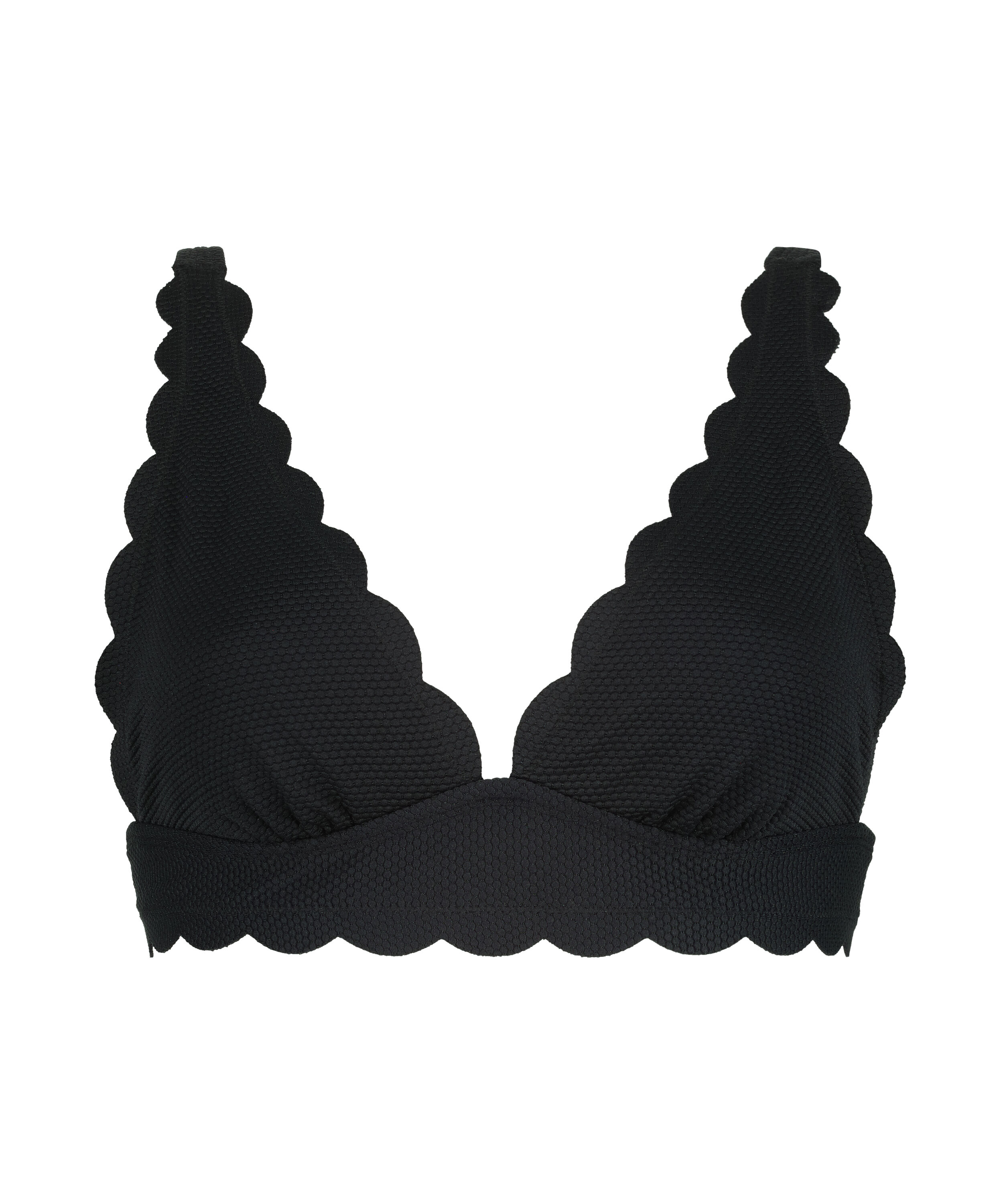 Triangel-Bikini-Oberteil Scallop, Schwarz