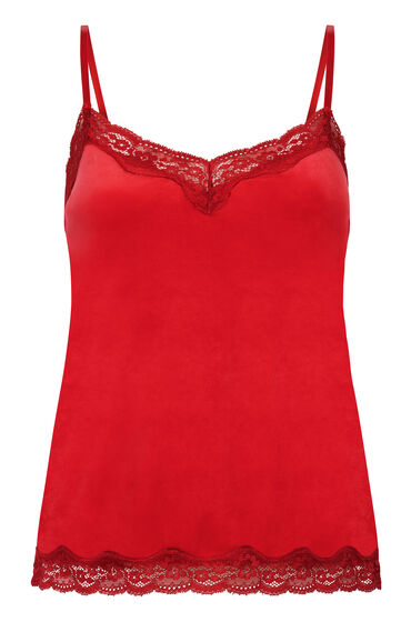 Thumbnail - Hunkemöller Cami Top Velours Lace Rot