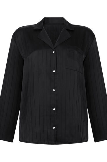 Thumbnail - Hunkemöller Satinjacke mit Nadelstreifen Schwarz