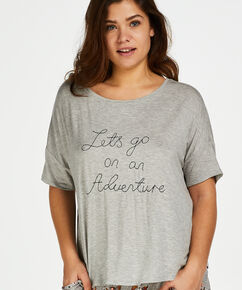 Kurzarm-Pyjamatop Loose Fit, Grau