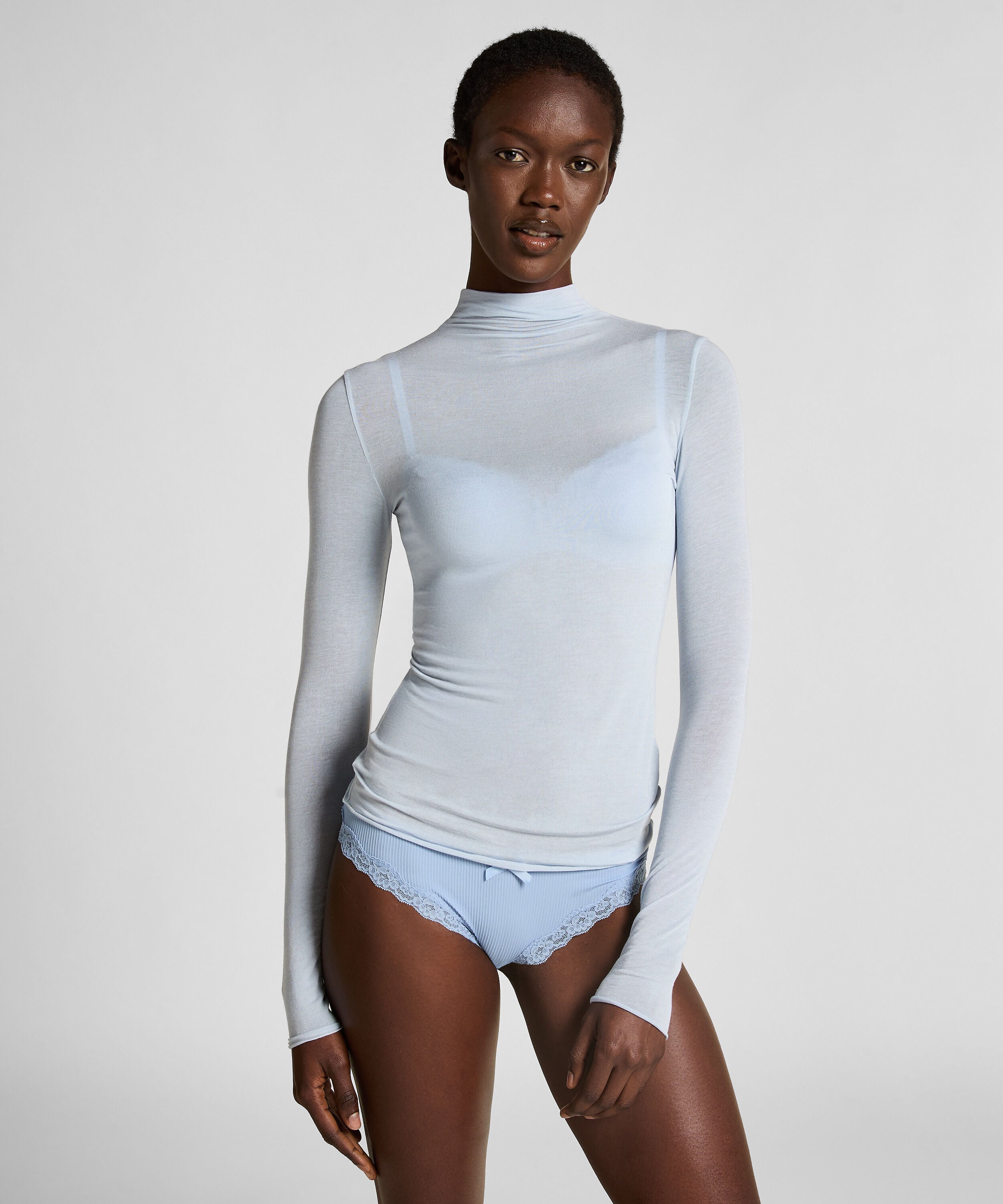 Super Soft Shirt aus Kaschmir-Mix mit Rollkragen, Blau