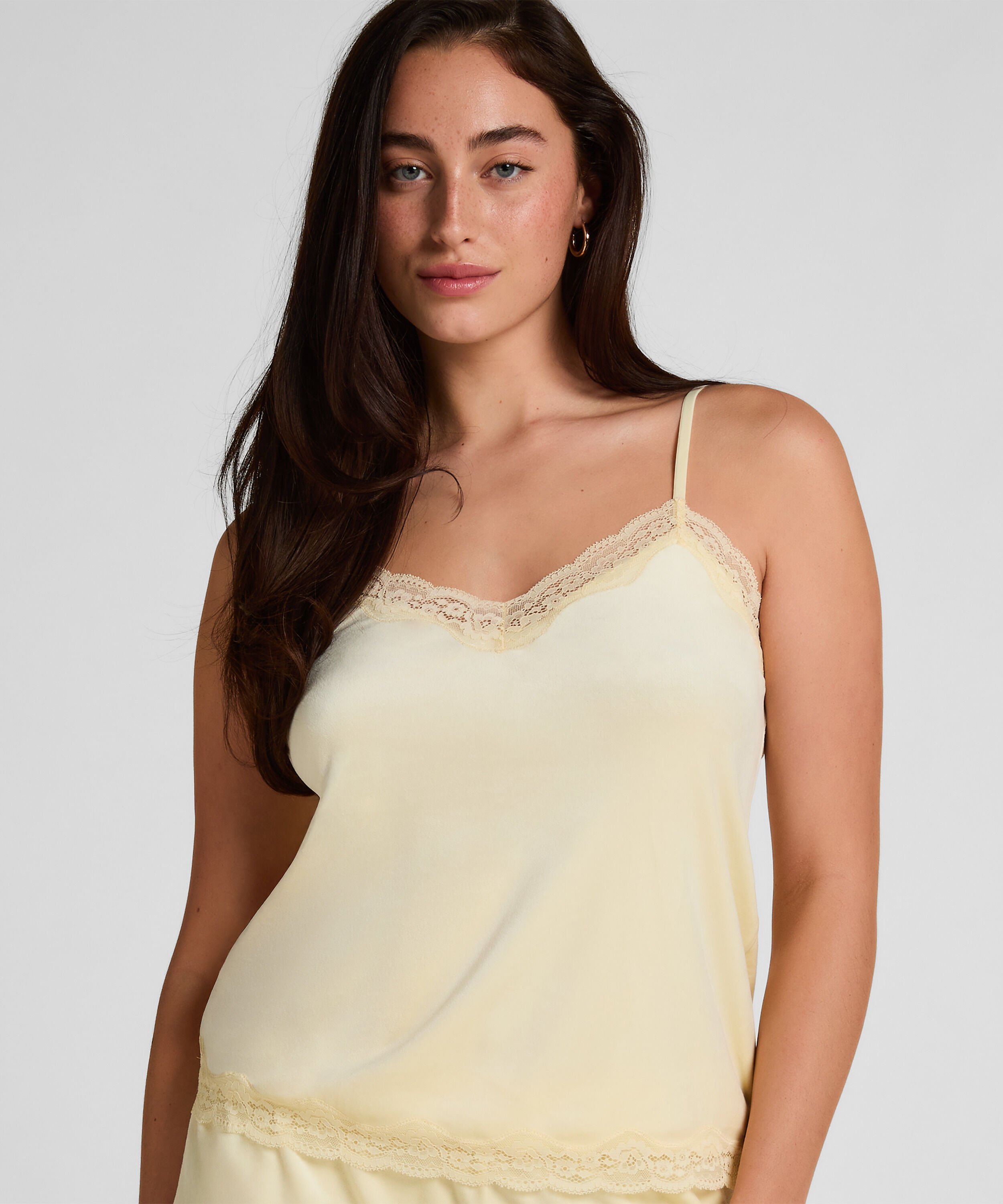 Cami Top Velours Lace, Gelb