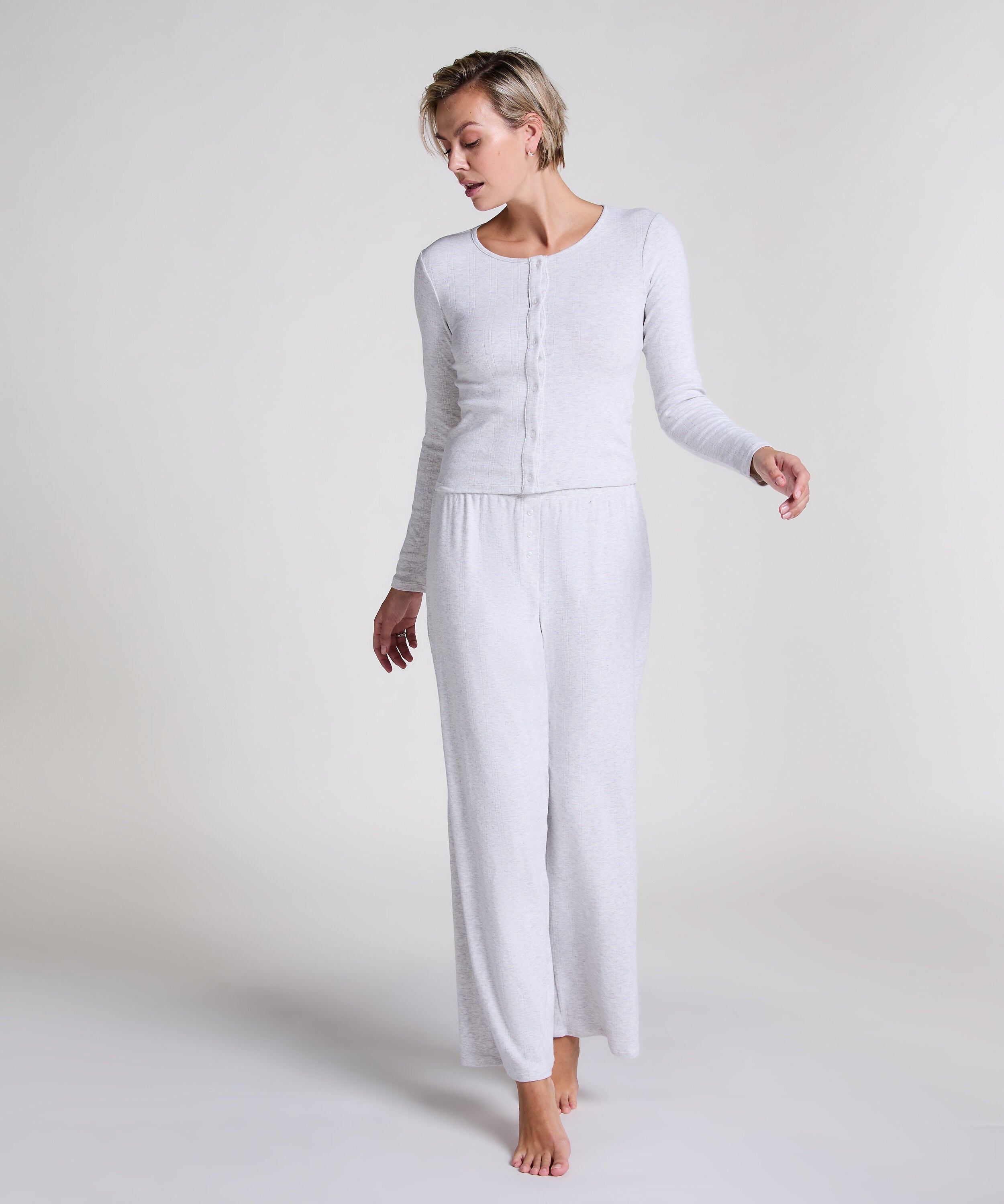 Pointelle Pyjamahose, Grau Pointelle Pyjamahose, Grau