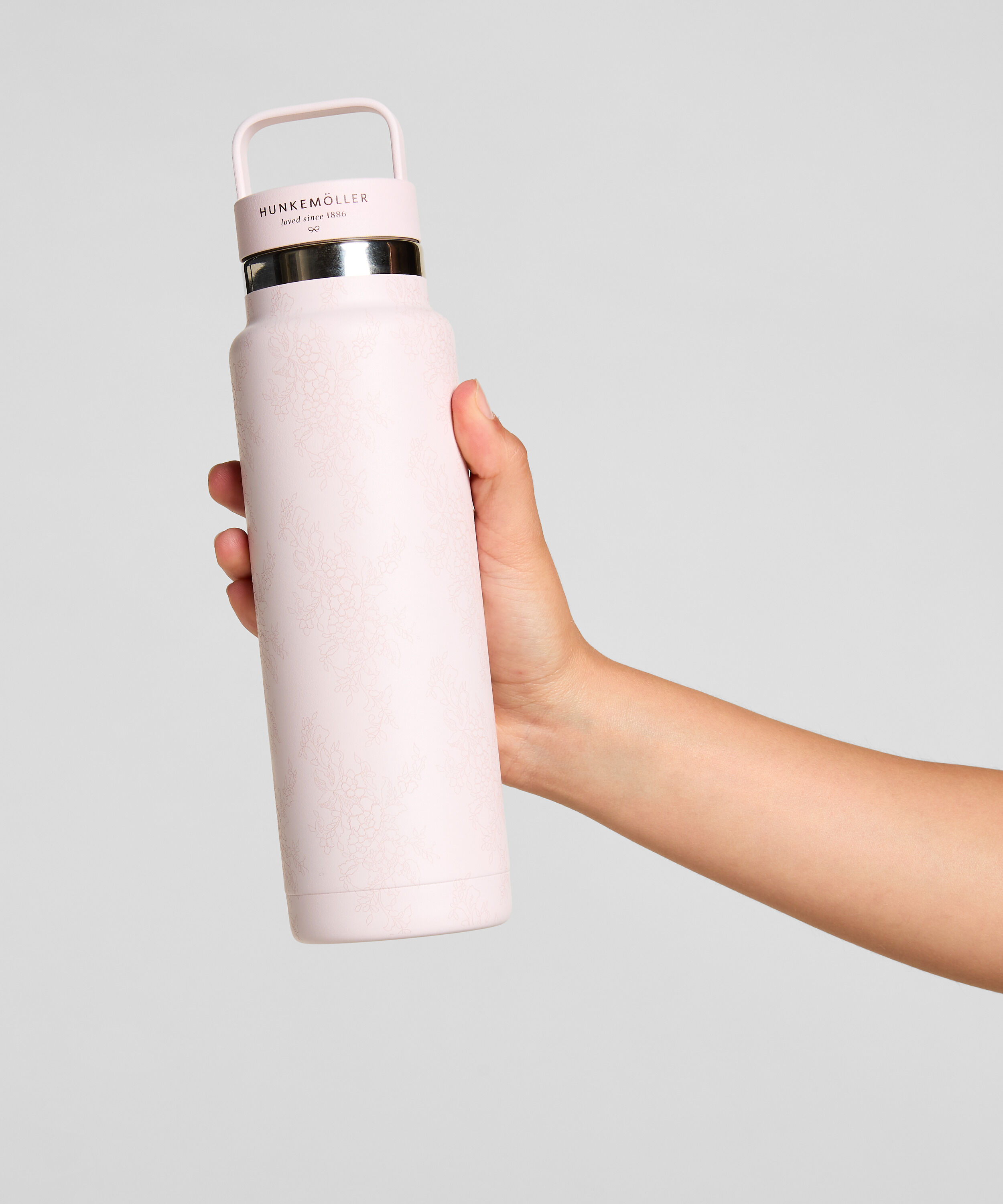 Wiederverwendbare Trinkflasche mit Blumenmuster, Rosa