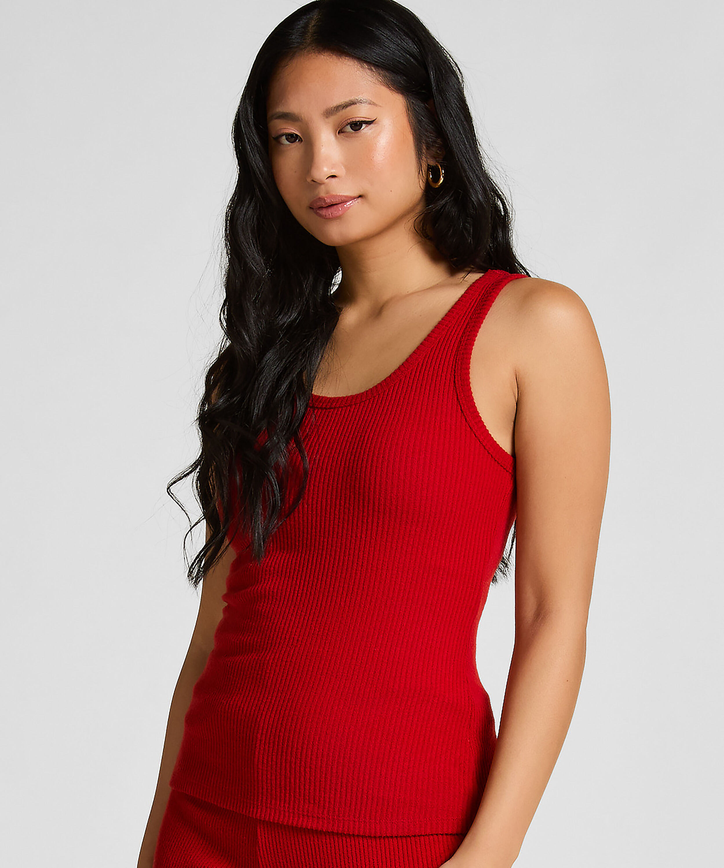 Singlet aus gebürstetem Jersey-Rippstrick, Rot Singlet aus gebürstetem Jersey-Rippstrick, Rot