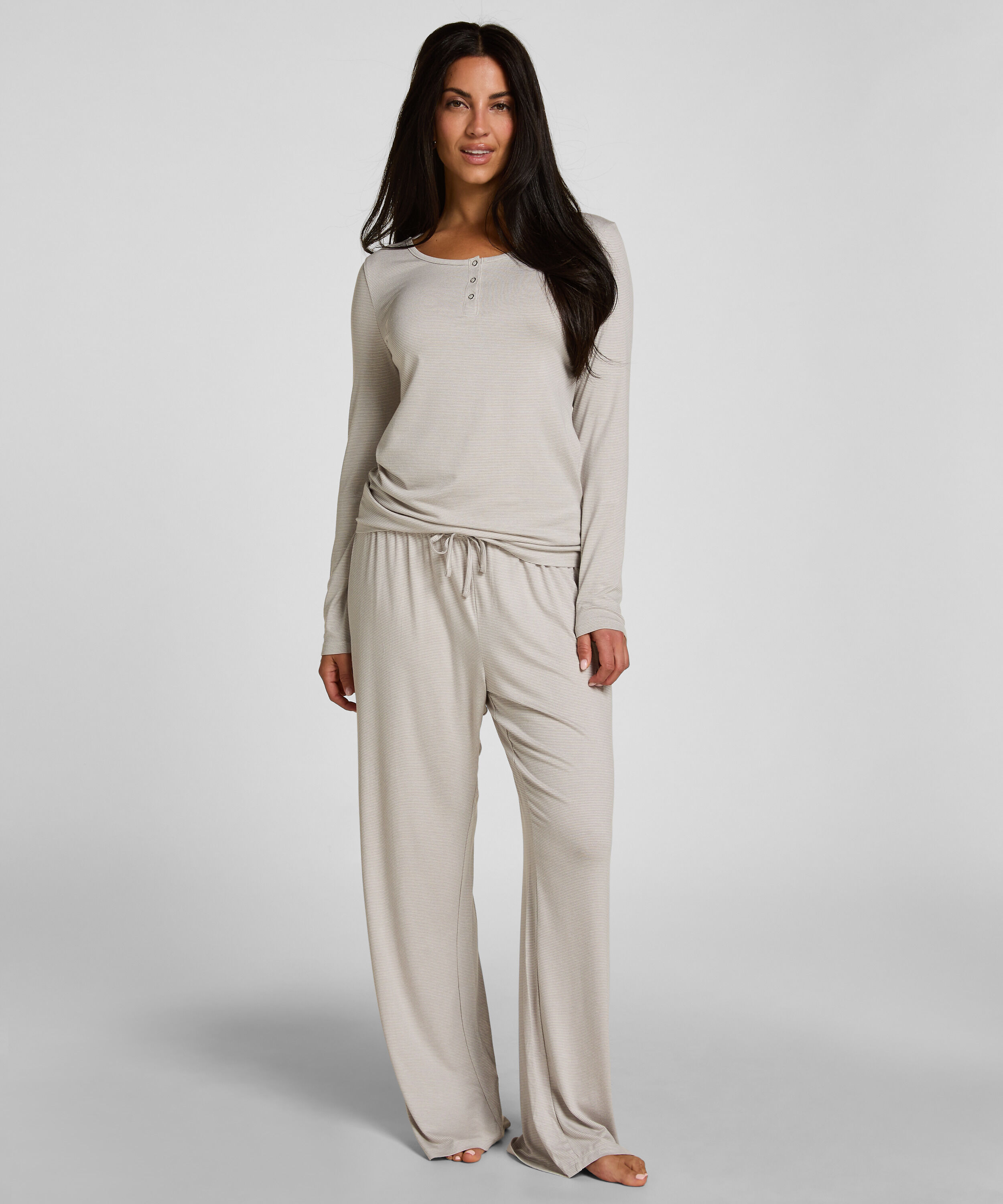 Pyjamahose Gestreift Jersey, Grau Pyjamahose Gestreift Jersey, Grau