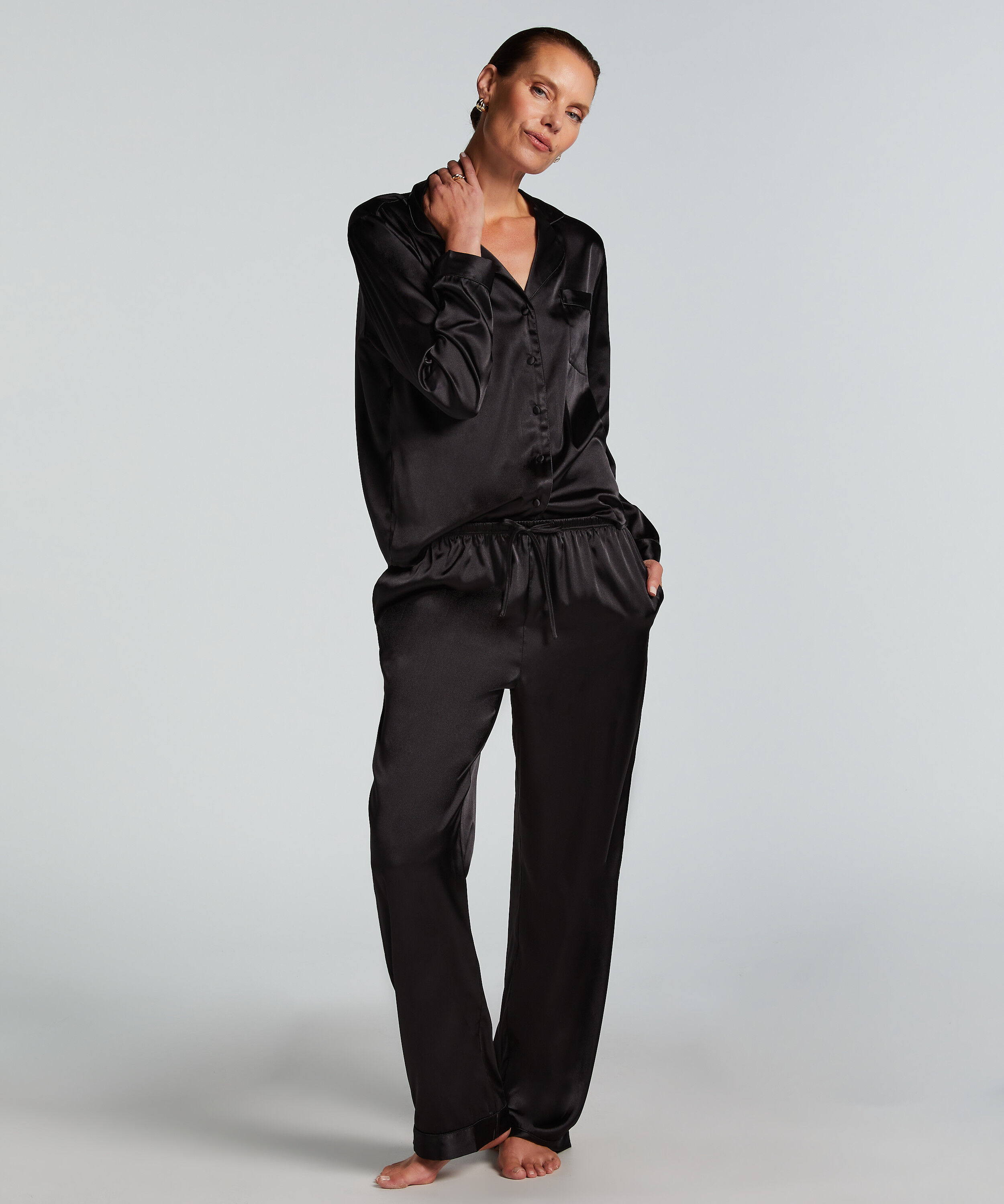 Hose Satin, Schwarz Hose Satin, Schwarz