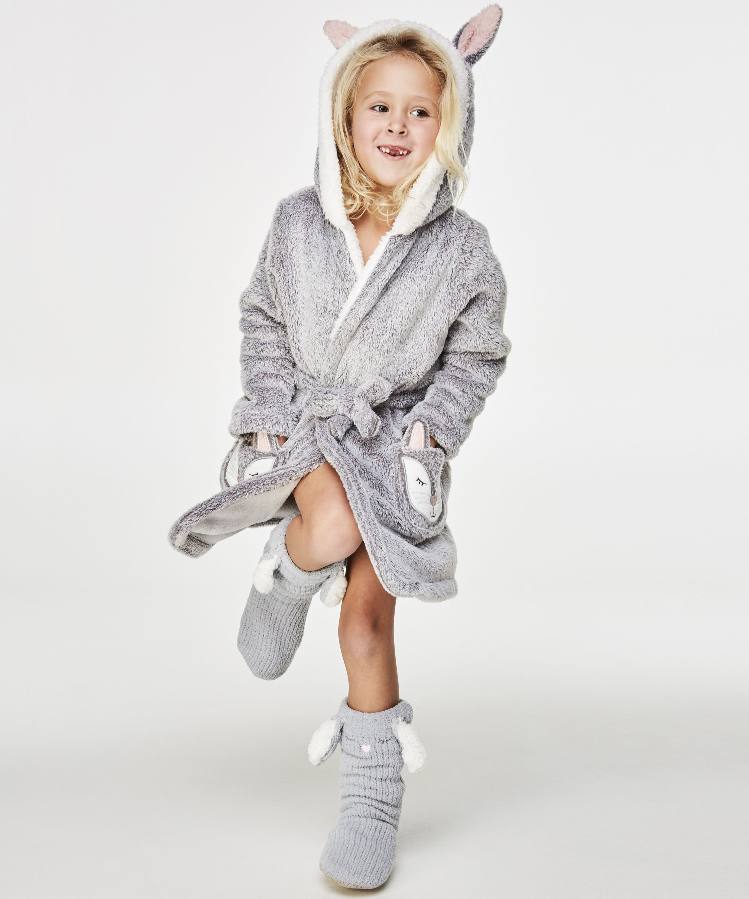 Bademantel Fleece Kids, Grau Bademantel Fleece Kids, Grau