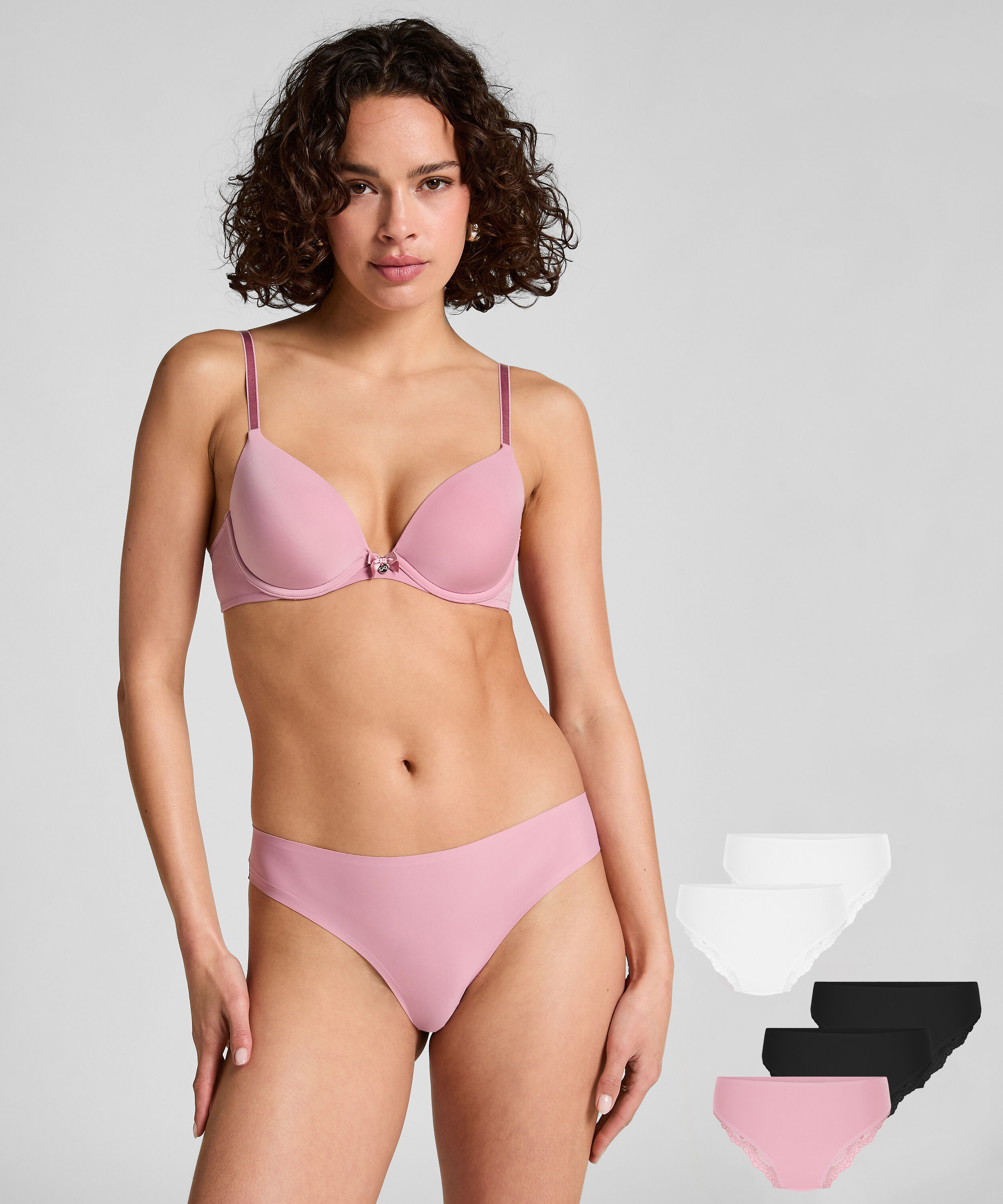 5er-Pack invisible brazilian Lace Back, Rosa