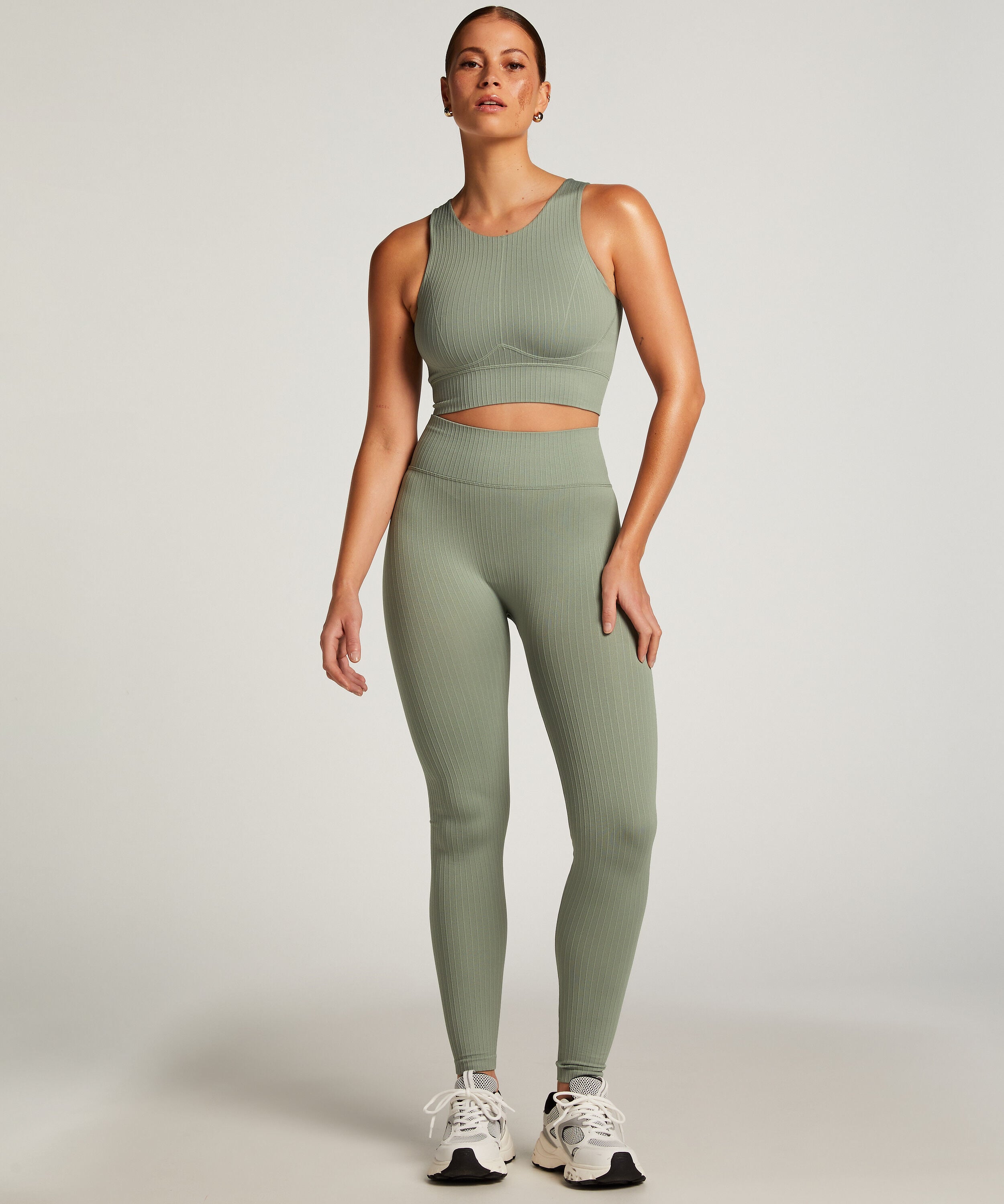 HKMX High Waisted nahtlose Sportleggings, Grün