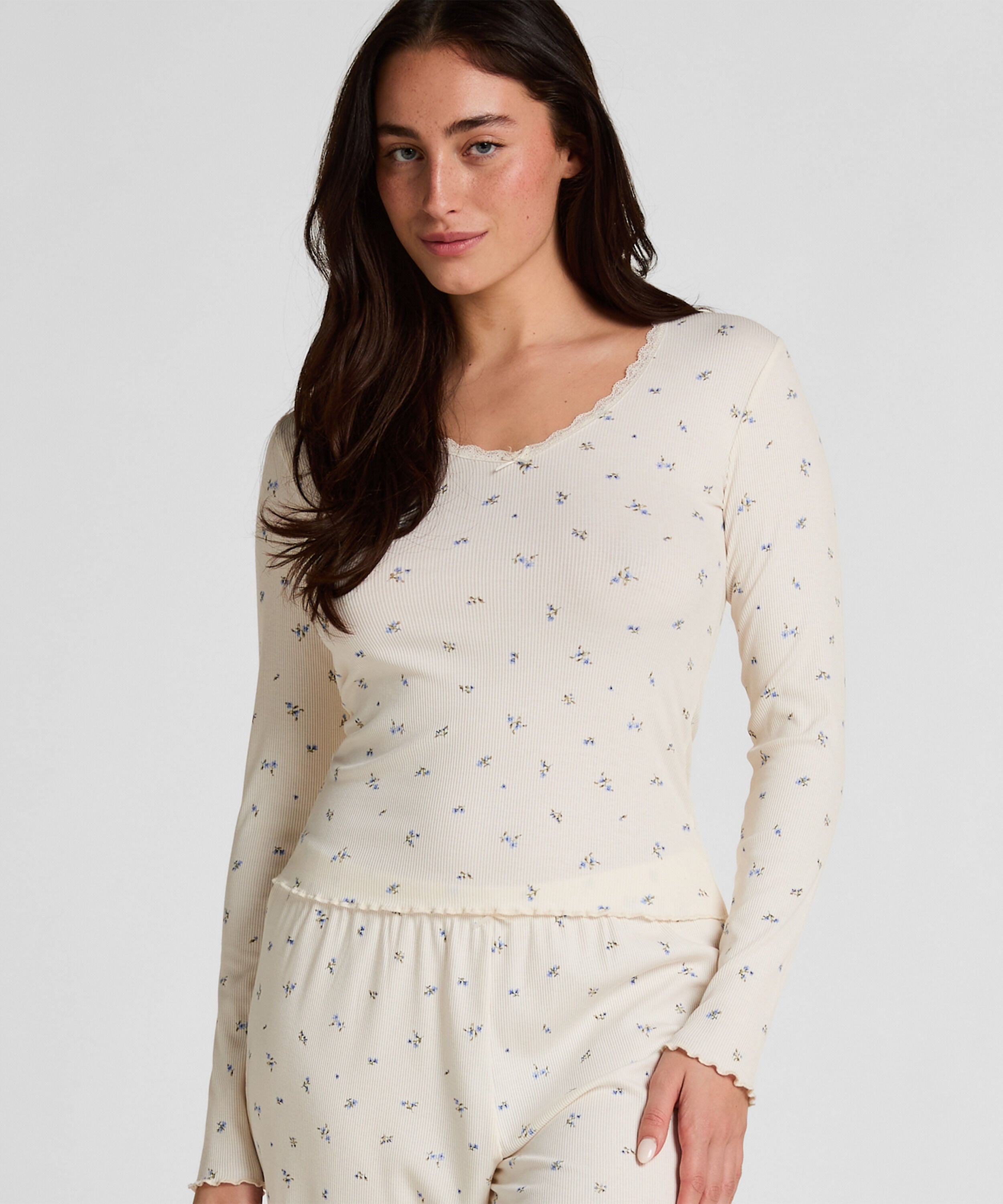 Daisy Pyjama Oberteil, Weiß Daisy Pyjama Oberteil, Weiß
