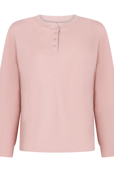 Thumbnail - Hunkemöller Top Waffelstrick Henley Rosa
