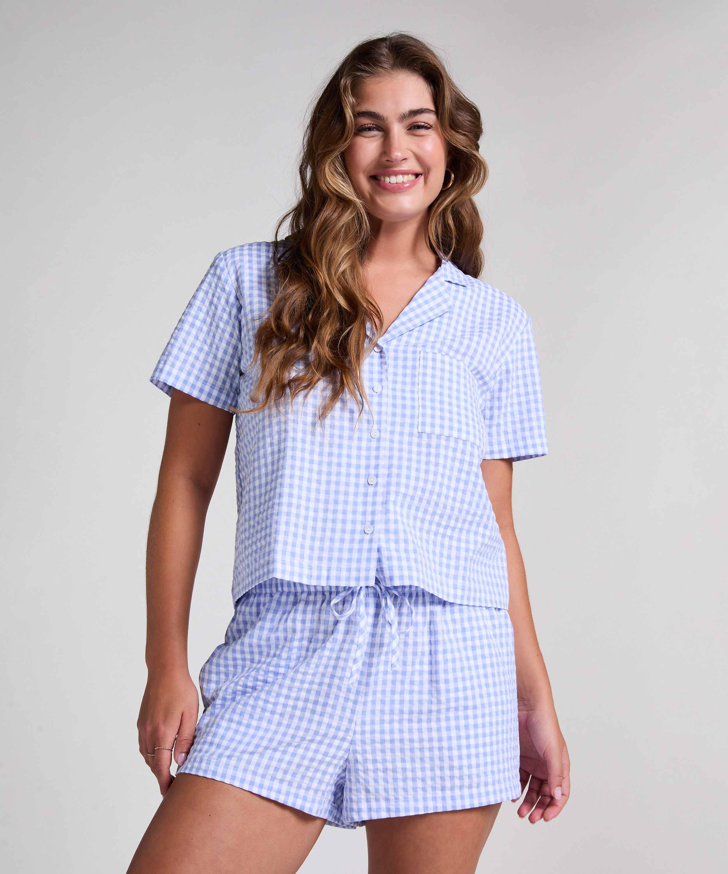 Shorts Seersucker, Blau Shorts Seersucker, Blau