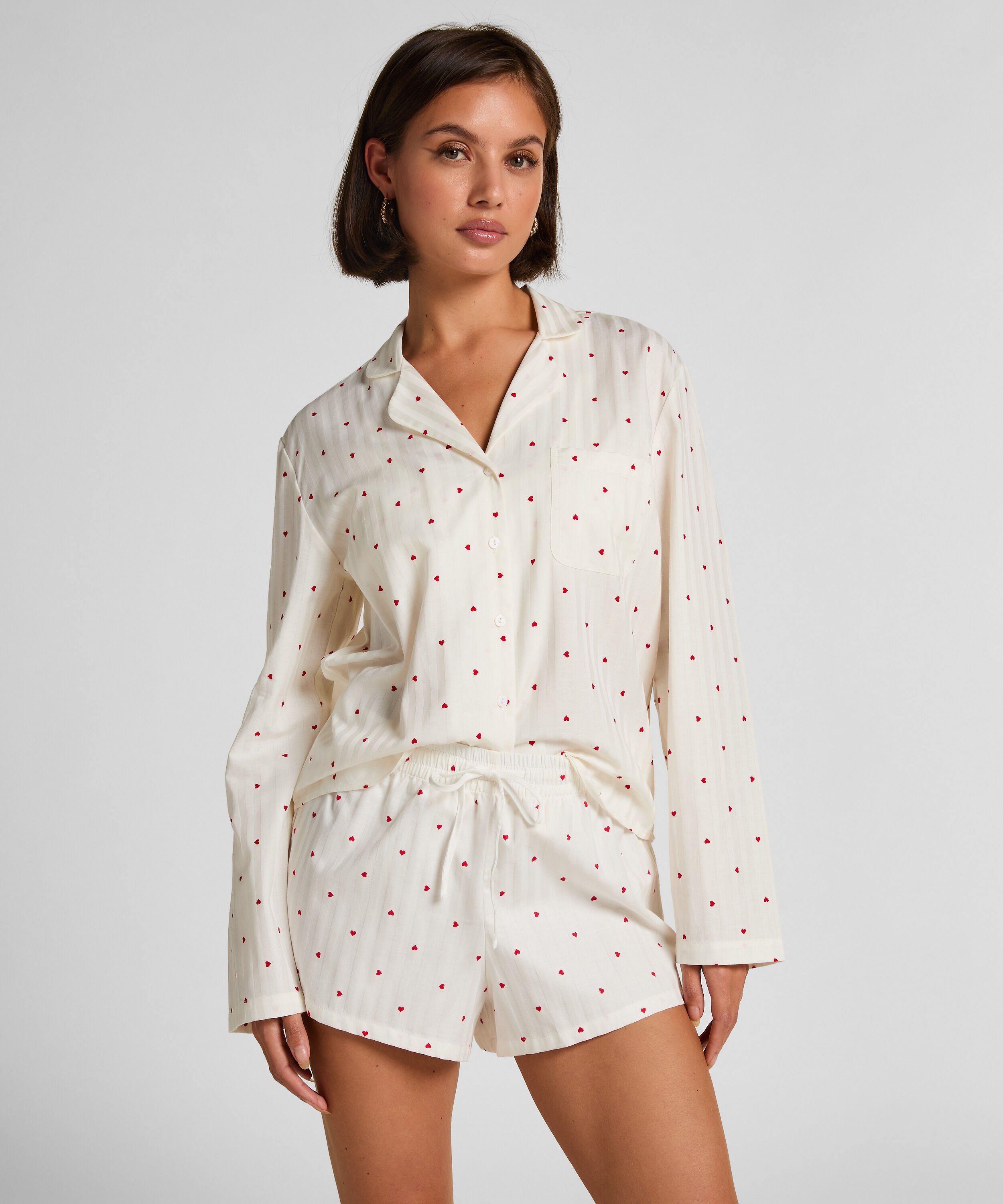 Shorts aus Baumwolle mit Herzen, Weiß Shorts aus Baumwolle mit Herzen, Weiß
