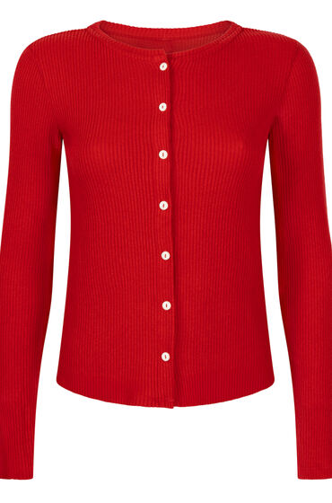 Thumbnail - Hunkemöller Gerippte Jersey-Strickjacke Rot