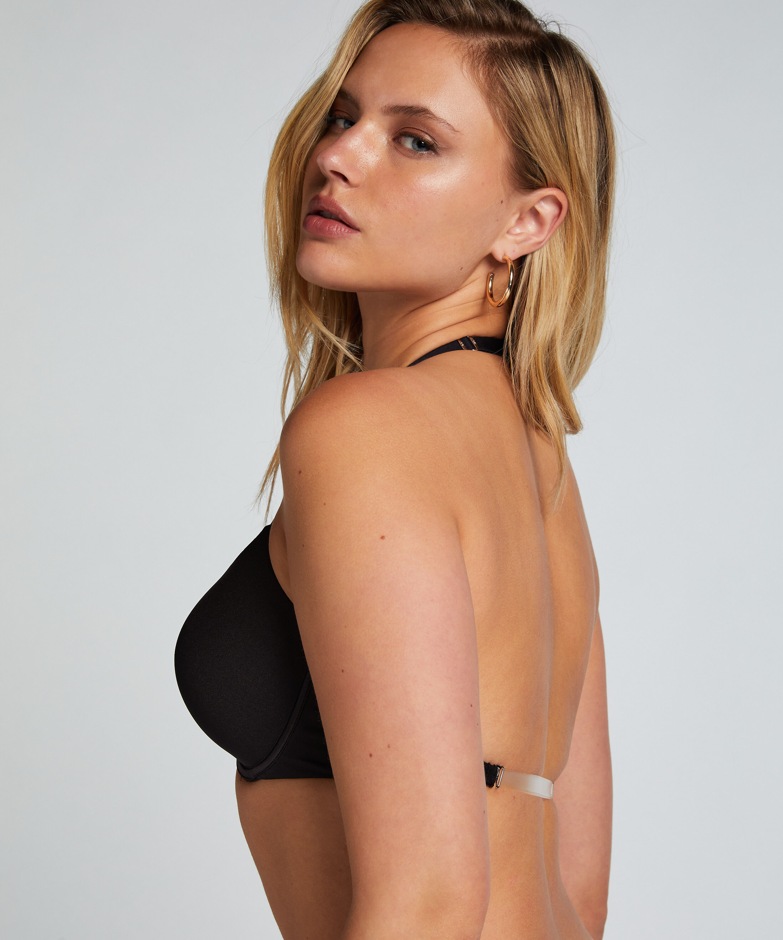 Vorgeformter Bügel-BH Transparent Back Multiway, Schwarz