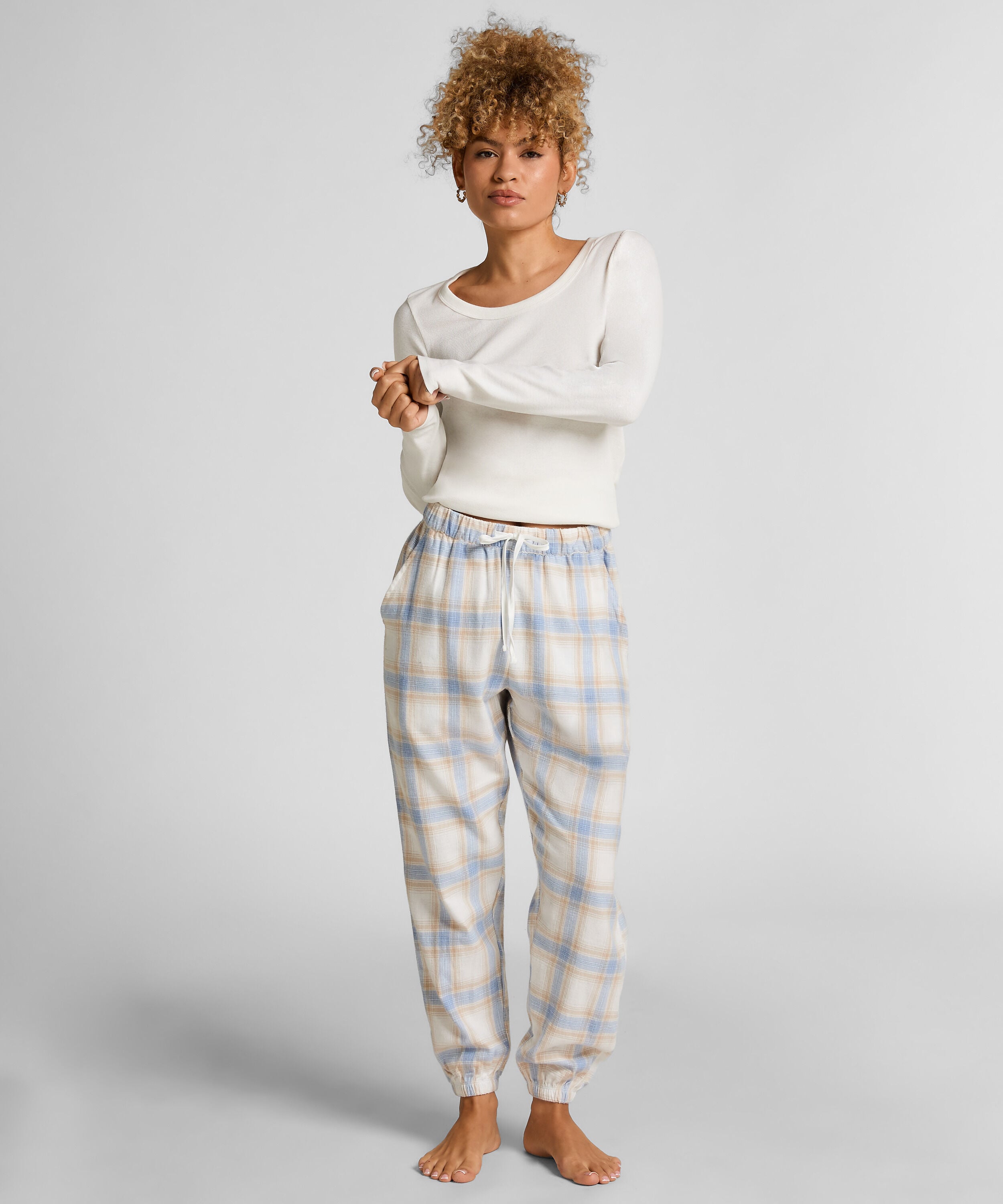 Pyjamahose aus Flanell, Blau