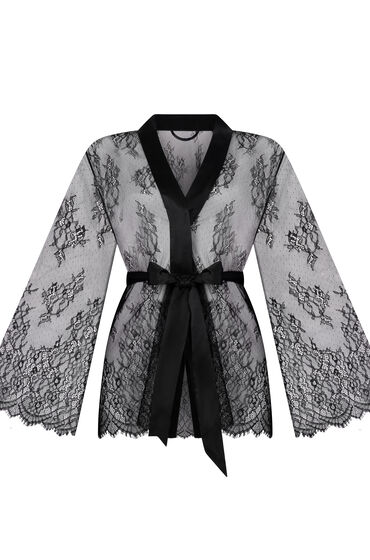 Thumbnail - Hunkemöller Kimono Allover-Spitze Schwarz