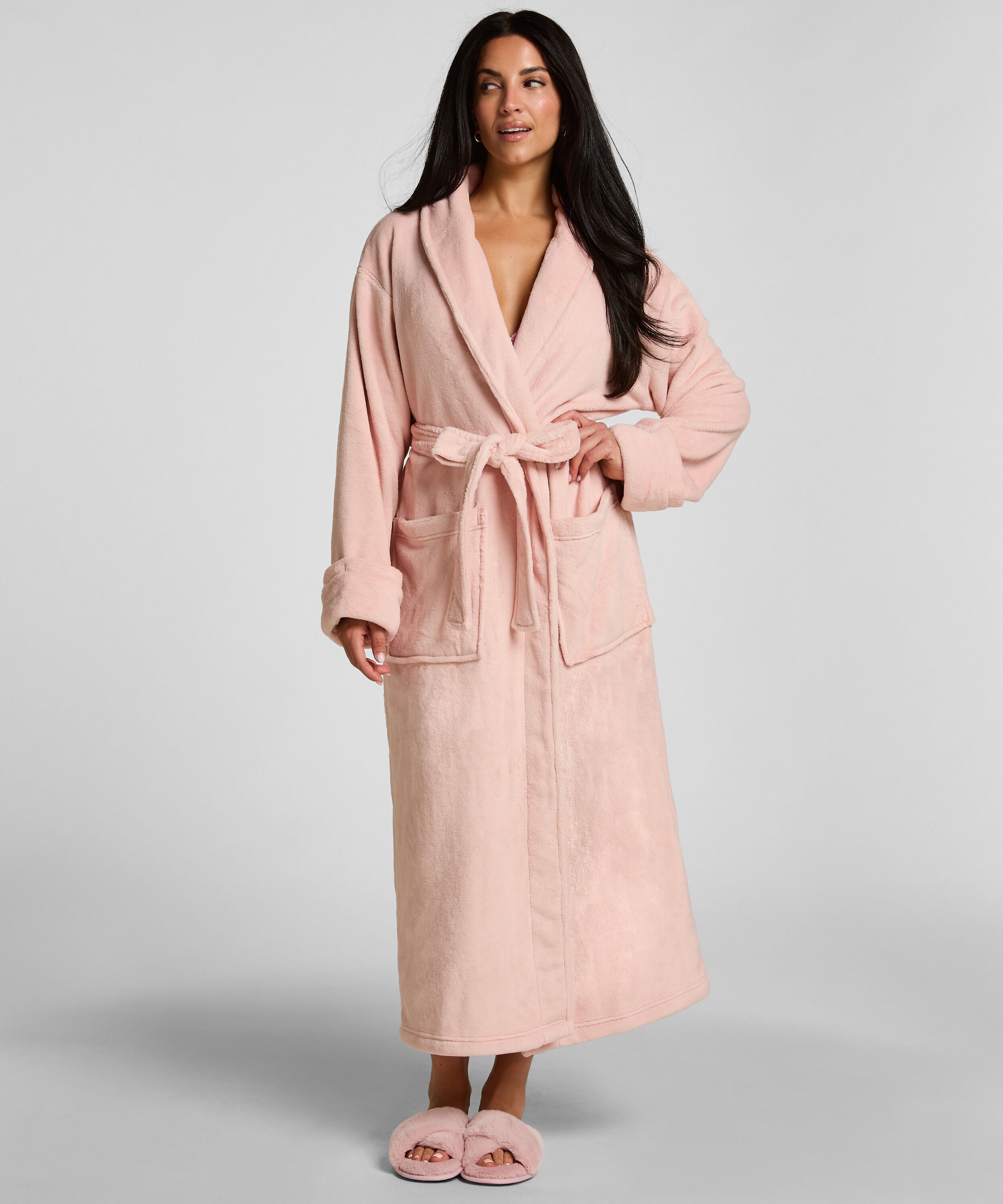 Weicher Fleece-Bademantel, Rosa