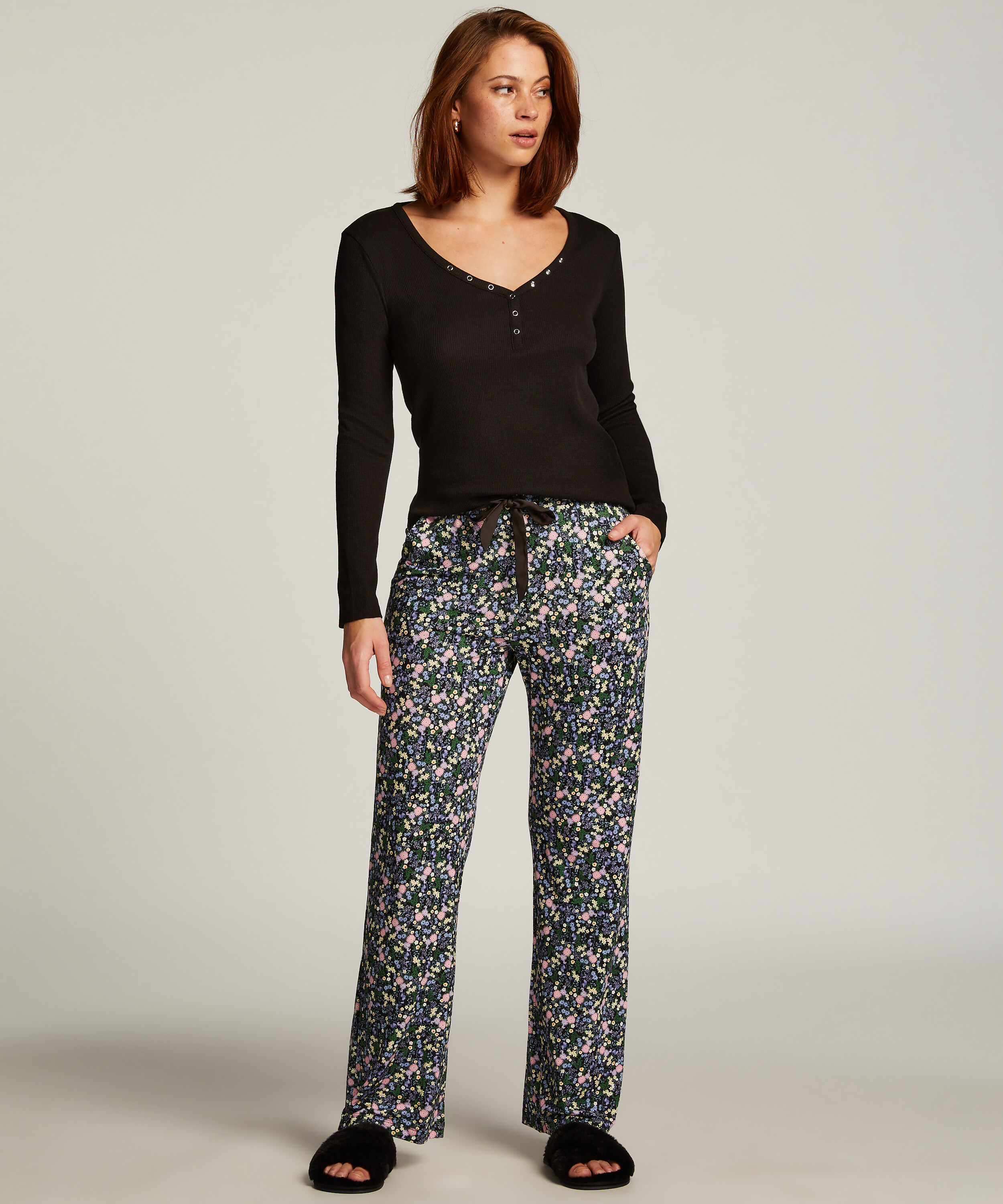 Pyjamahose Jersey, Schwarz Pyjamahose Jersey, Schwarz