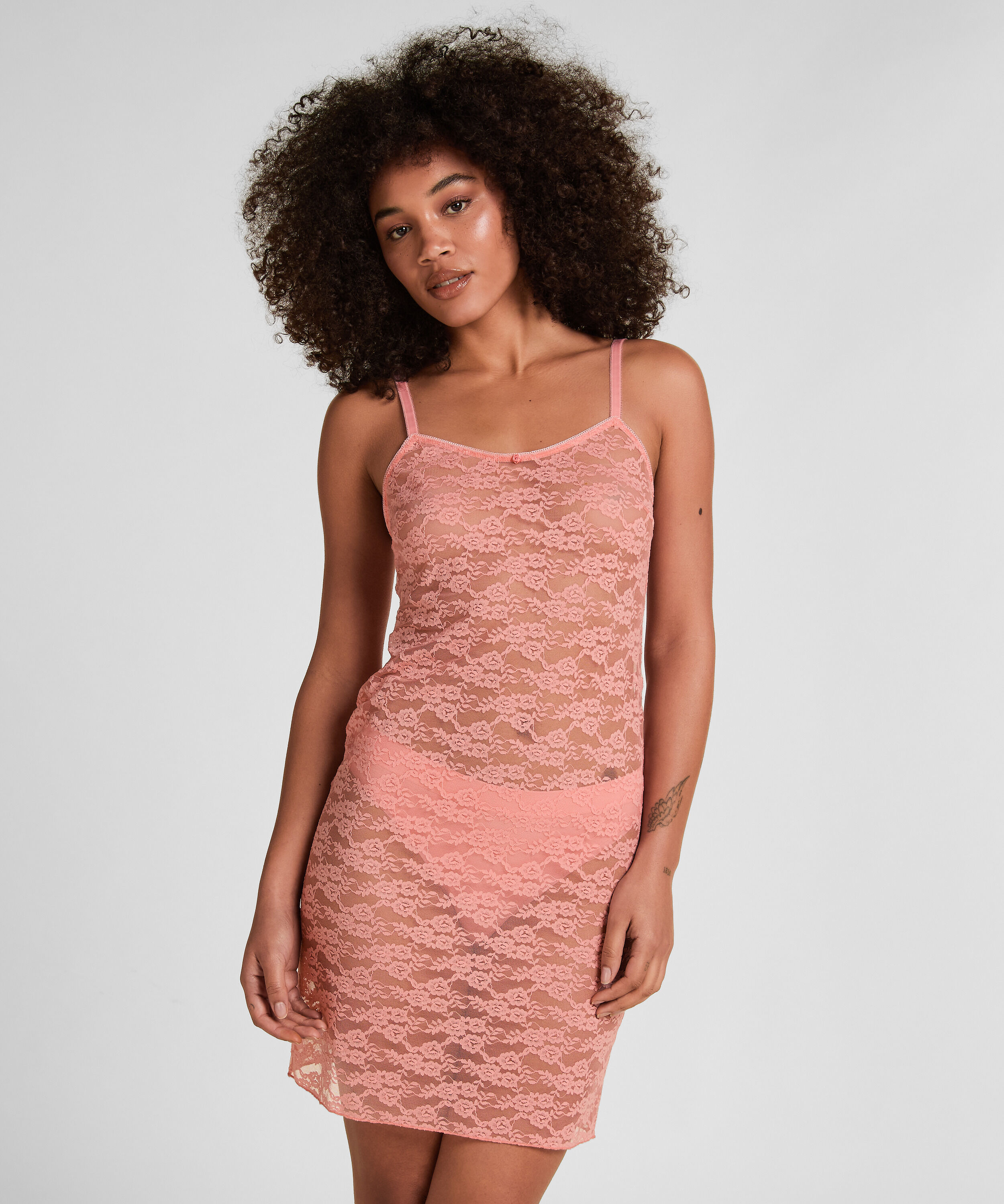Slipdress aus Allover-Spitze, Rosa