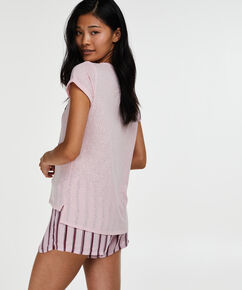 Kurzarm-Pyjamatop Loose Fit, Rose