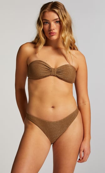 Bikini Slip mit hohem Beinausschnitt Goldie Shimmer, Gelb