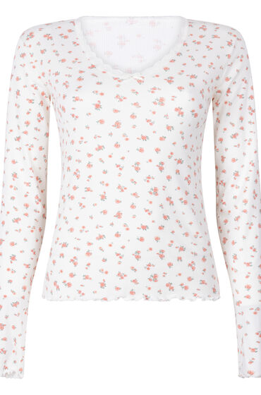 Thumbnail - Hunkemöller Geripptes Pyjamatop Weiß