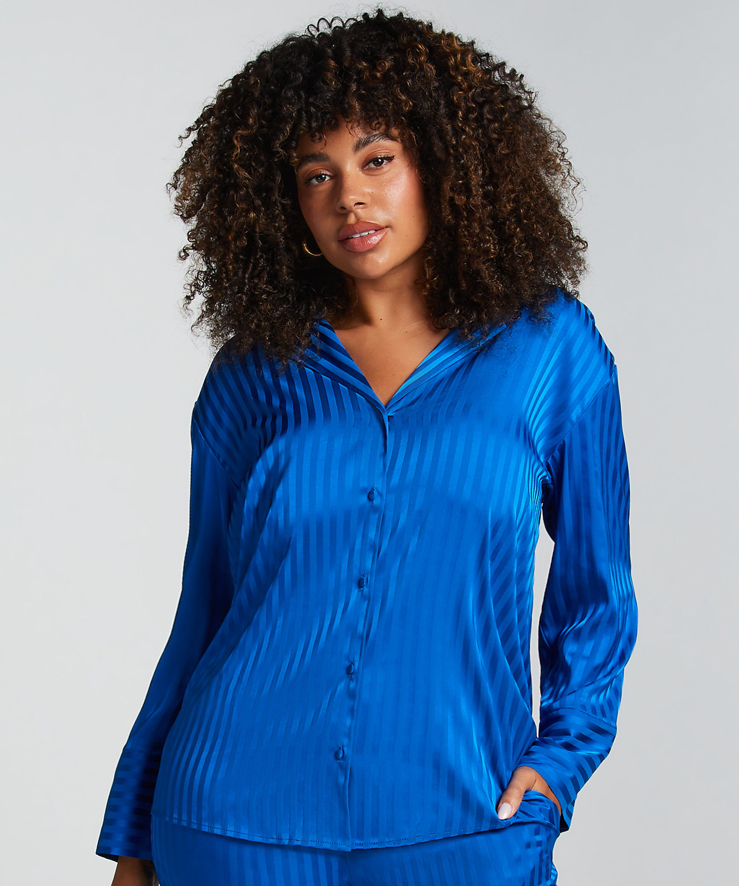 Langarmjacke Satin, Blau