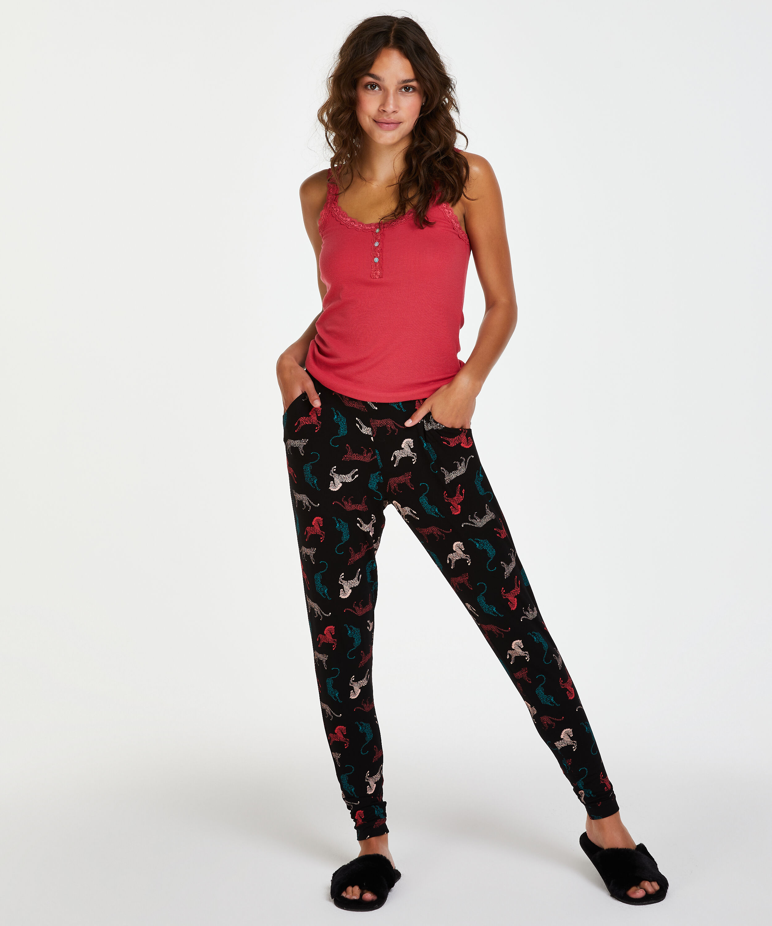 Pyjamahose aus Jersey, Schwarz