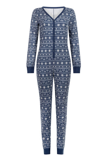 Thumbnail - Hunkemöller Onesie Jersey Fairisle Blau