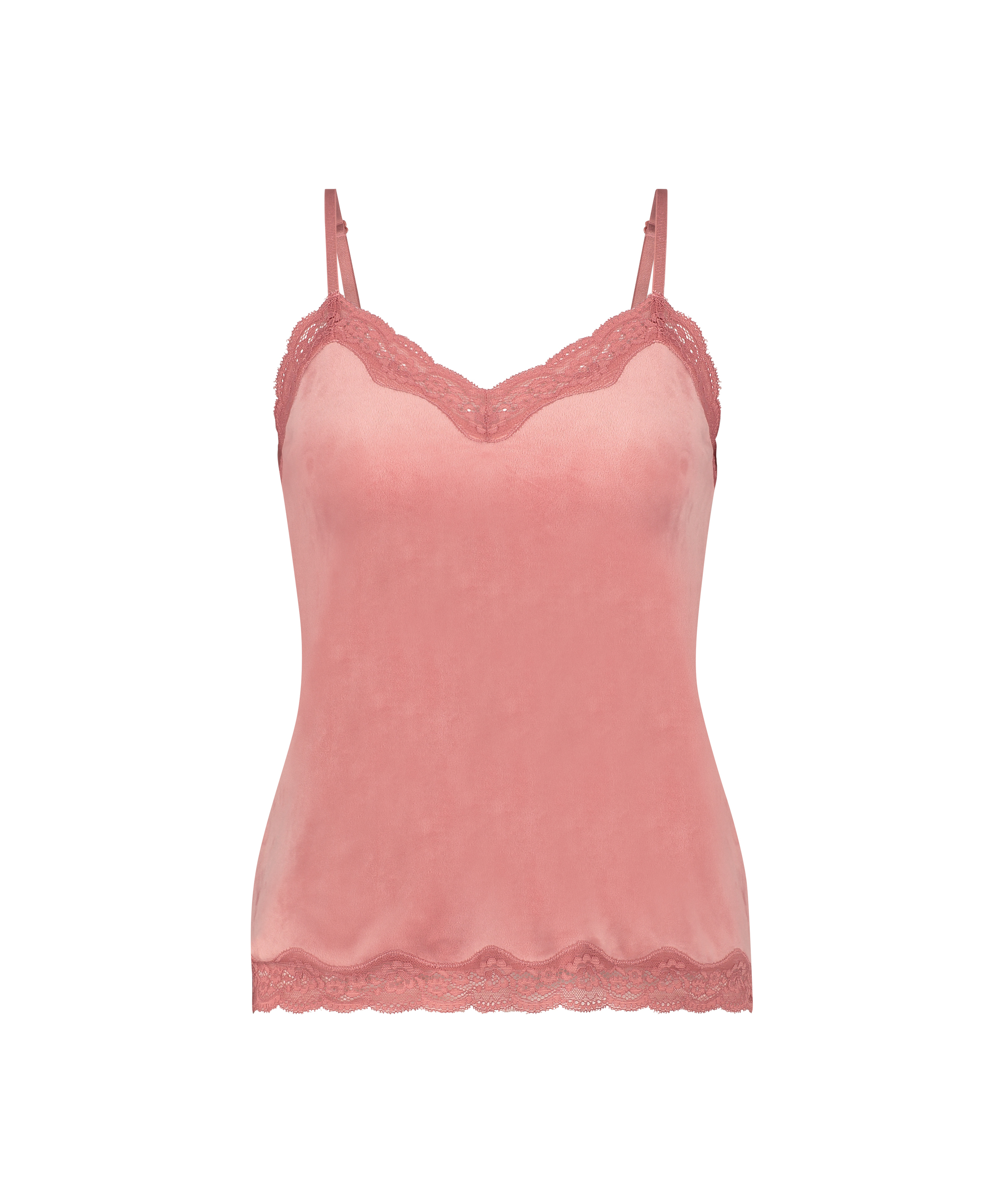 Cami Top Velours Lace, Rosa, main