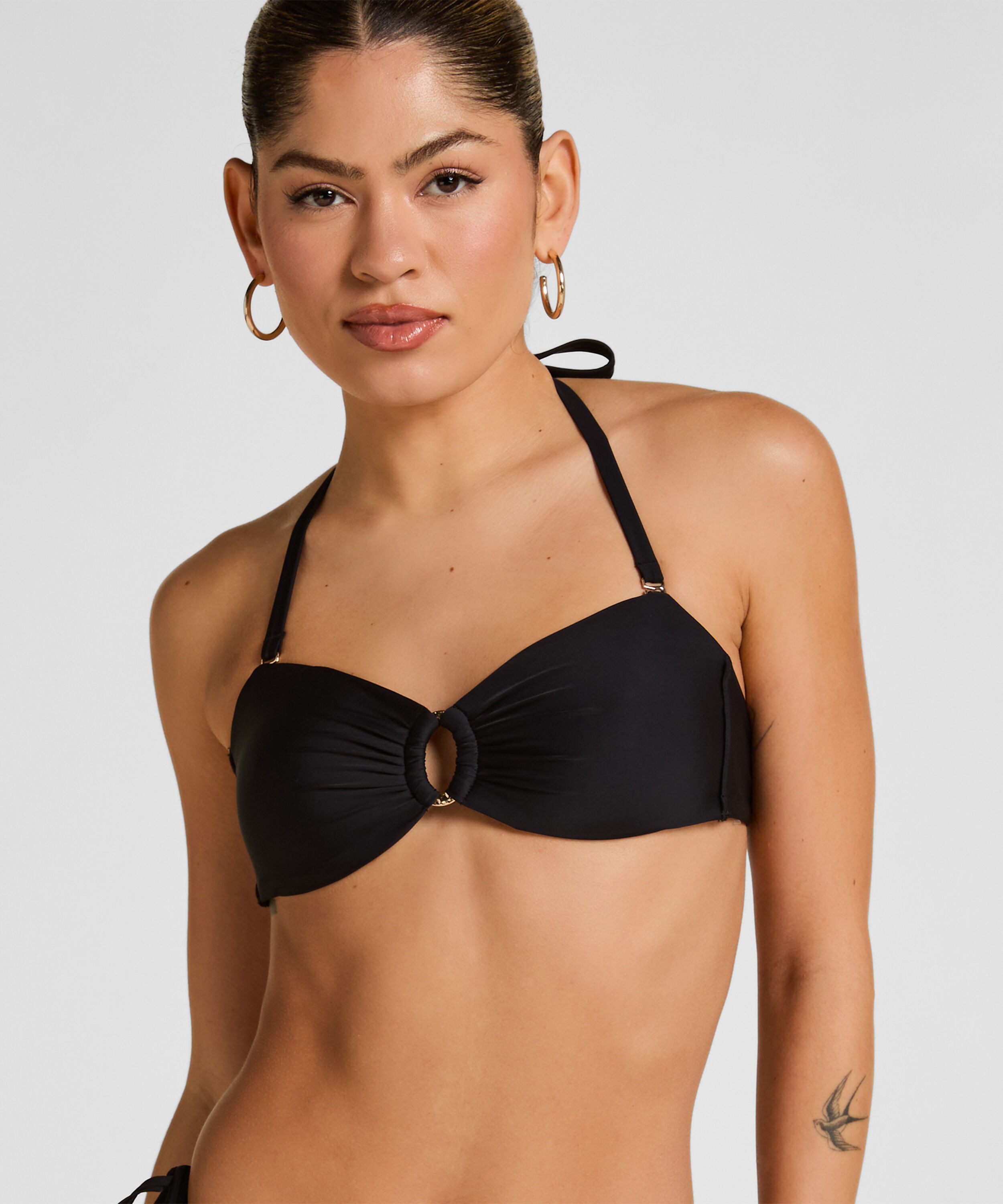 Luxus Bandeau Bikini-Top, Schwarz