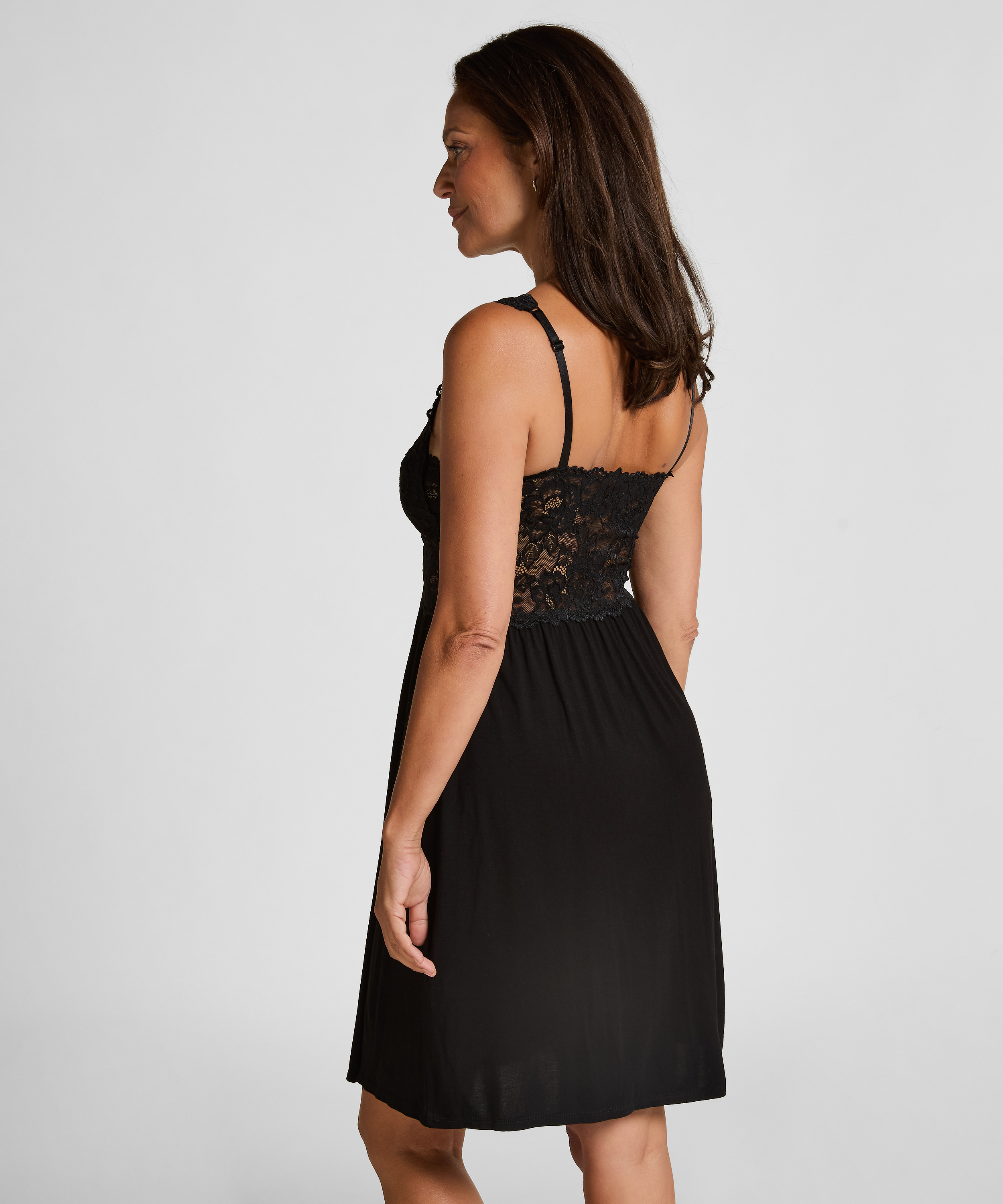 Hunkemöller slipdress met kant Nora donkergroen
