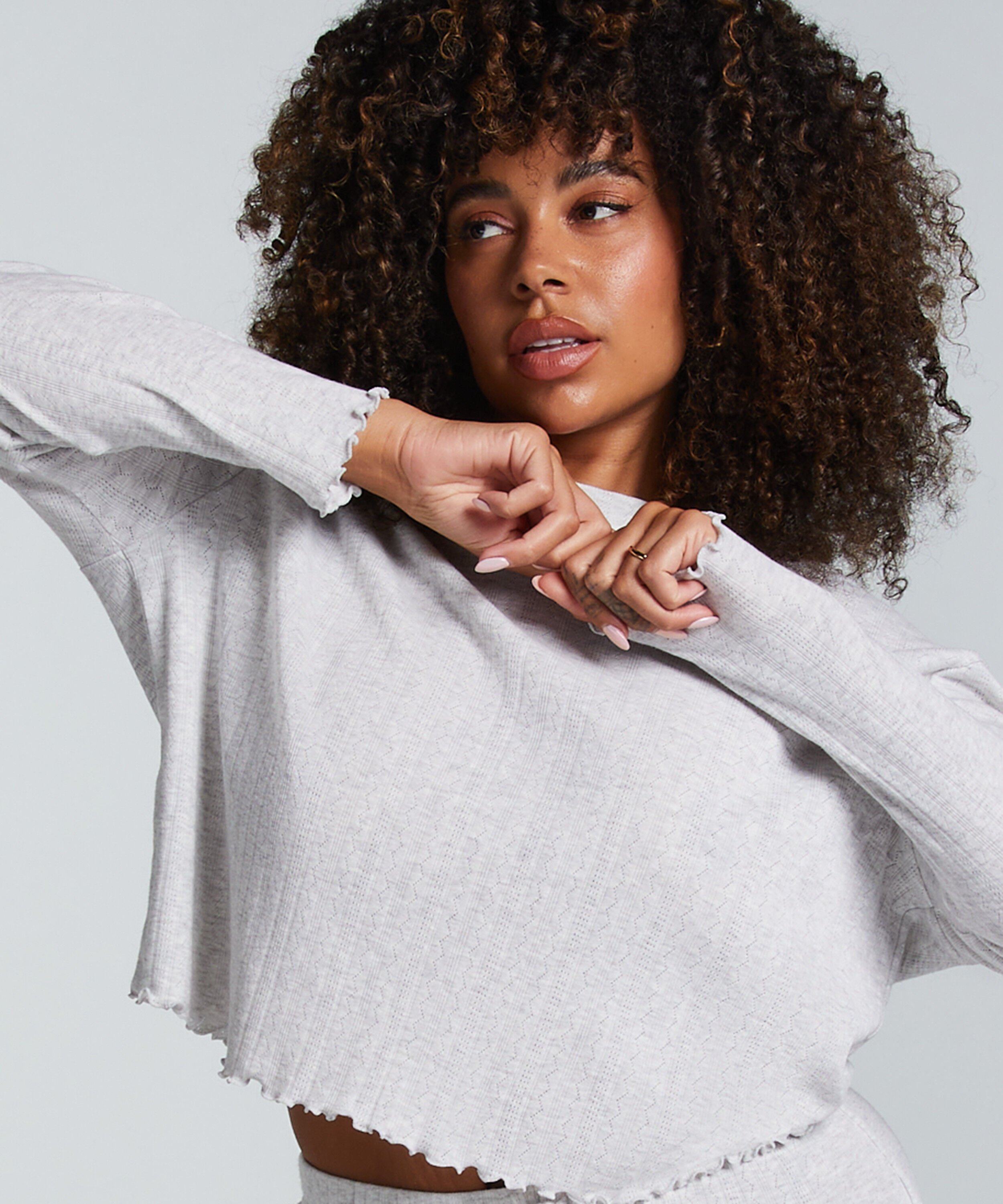 Pyjamatop Pointelle, Beige