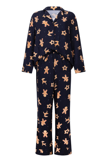 Thumbnail - Hunkemöller Pyjama-Set Gingerbread Blau