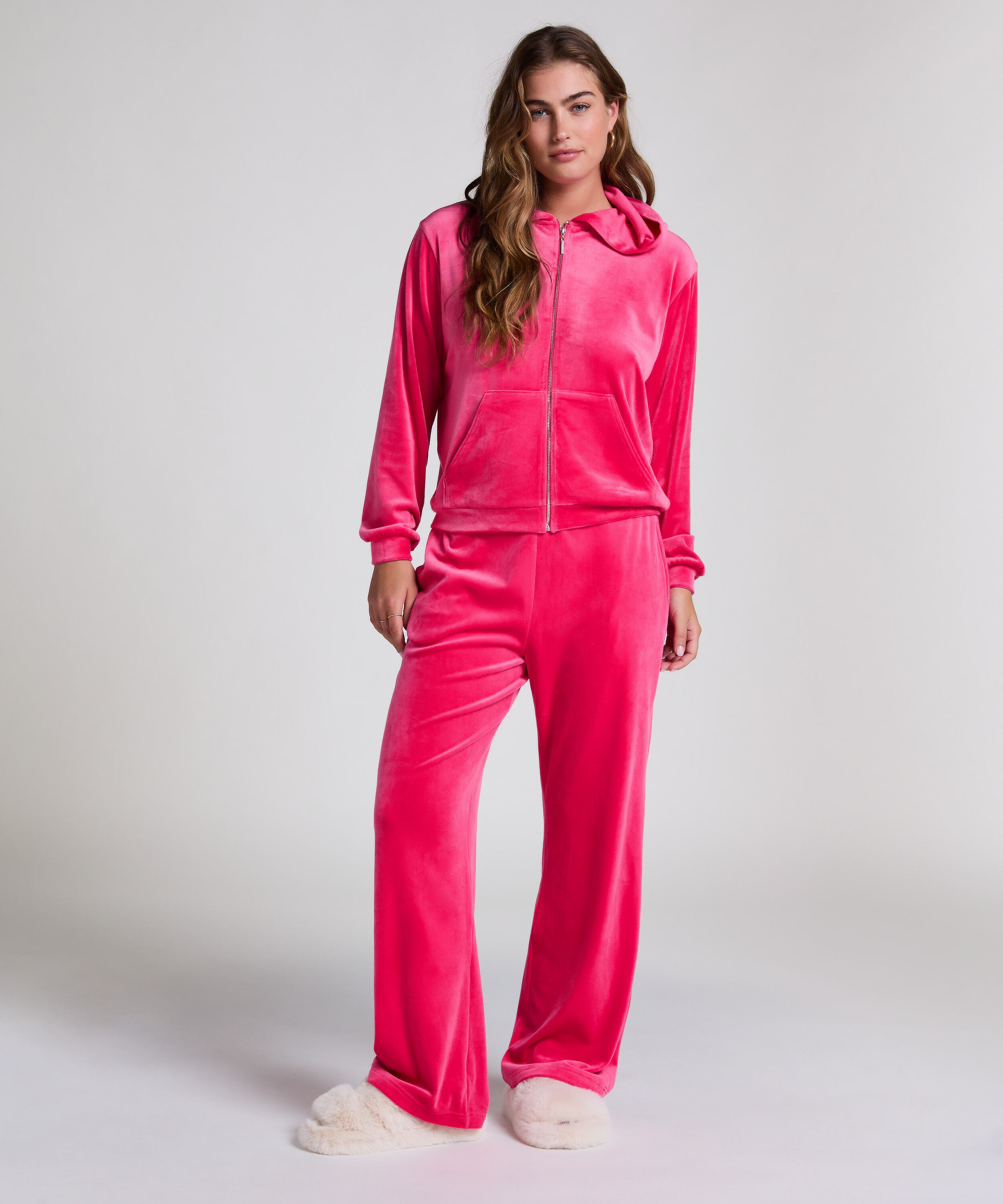 Pyjamahose aus Samt, Rosa