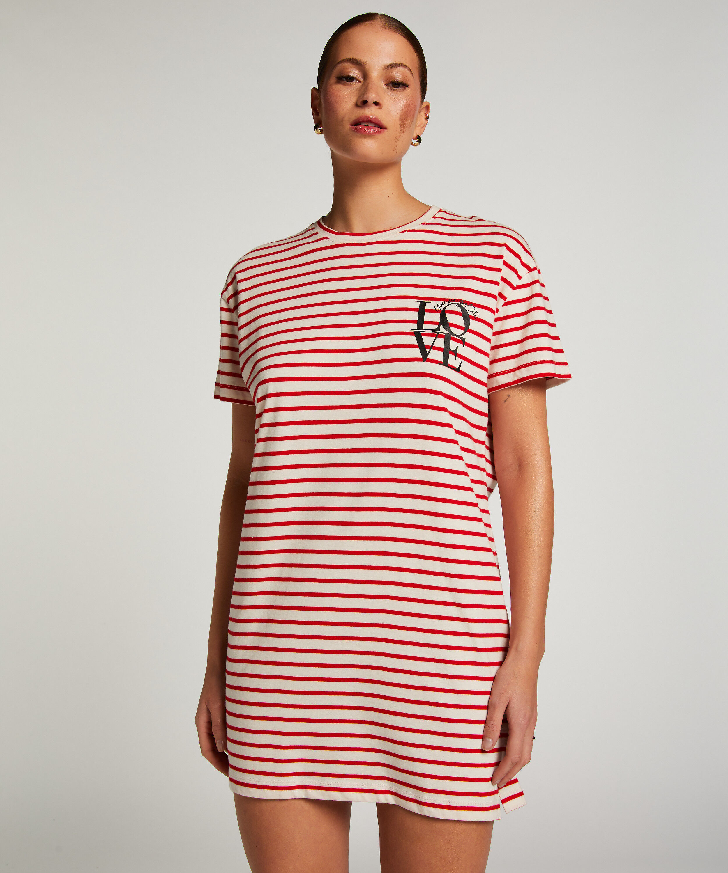 Nachthemd Rundhalsausschnitt, Rot