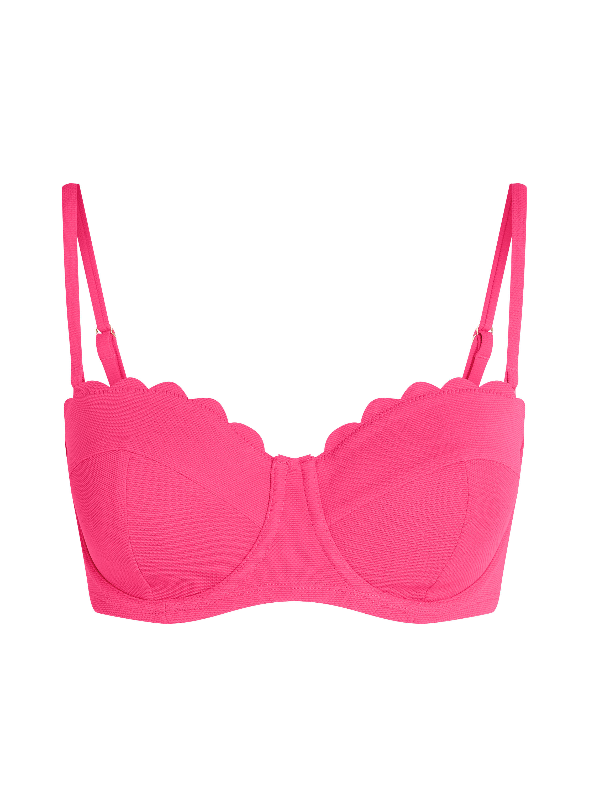 Gepolstertes trägerloses Bikinioberteil mit Bügel Scallop Cup E +, Rosa