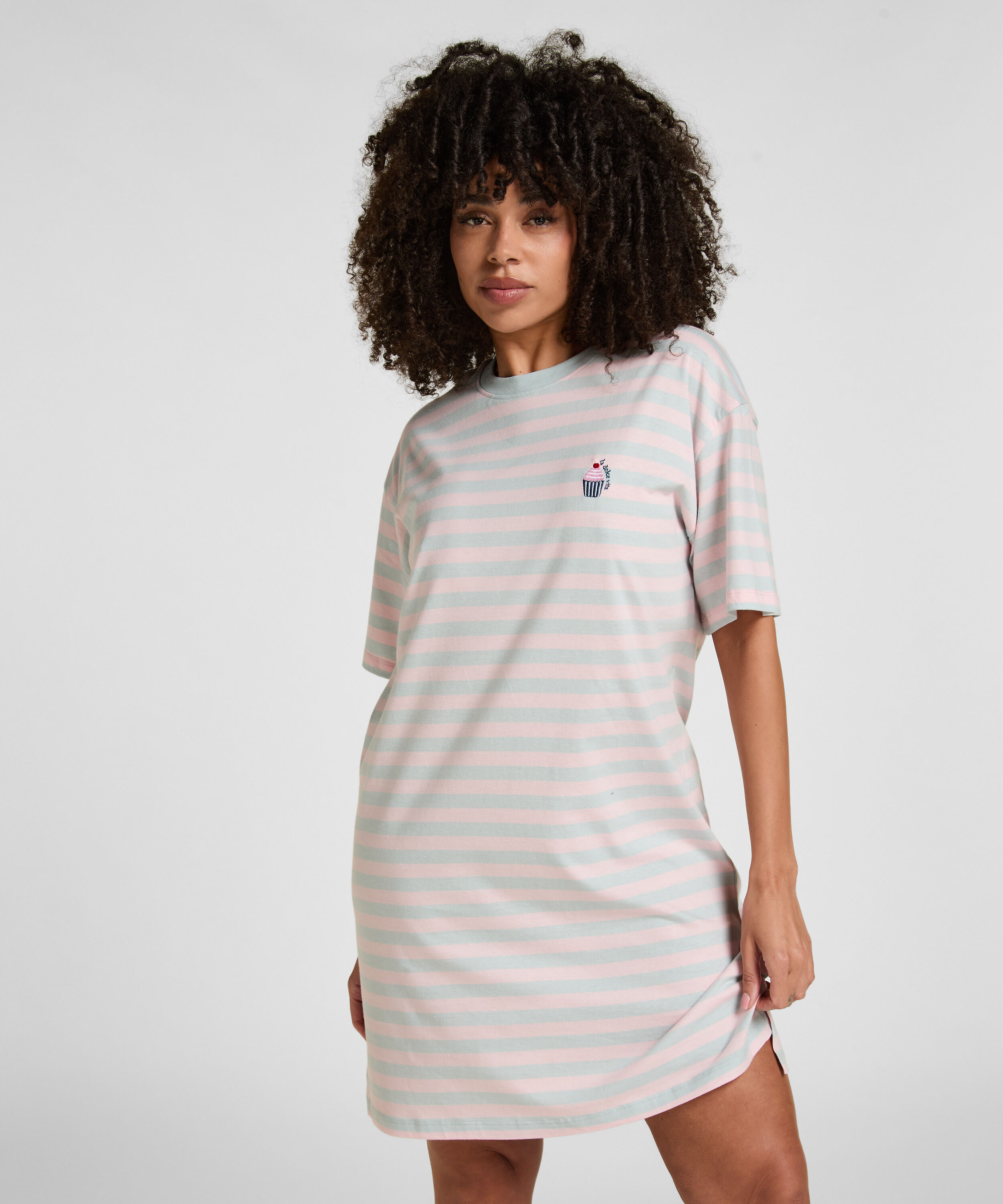 Nachthemd mit Rundhalsausschnitt, Blau